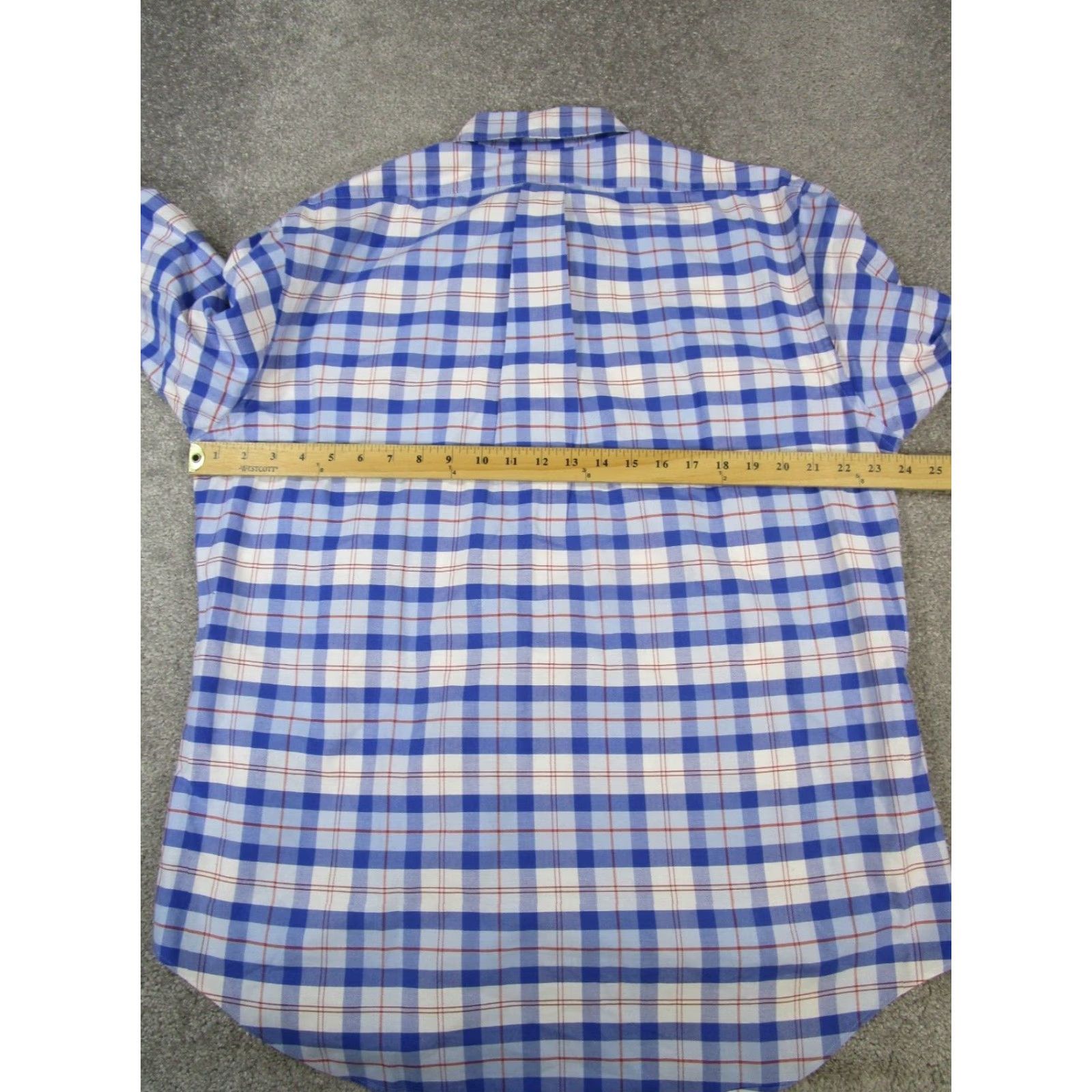 Brooks Brothers VINTAGE Brooks Brothers Polo Shirt Mens Large Blue Plaid Supima Cotton Long Sleeve Golf Rugby Size US L / EU 52-54 / 3 - 5 Thumbnail