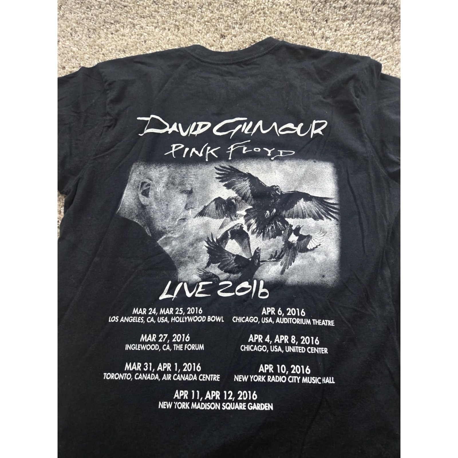 Vintage David Gilmour Pink Floyd Shirt Mens Medium Black The Wall Live 2016 Tour Concert Size US S / EU 44-46 / 1 - 7 Thumbnail