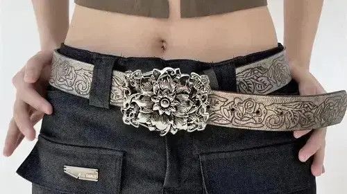 VIBE Retro Embossed Flower PU Leather Belt Size ONE SIZE - 1 Thumbnail