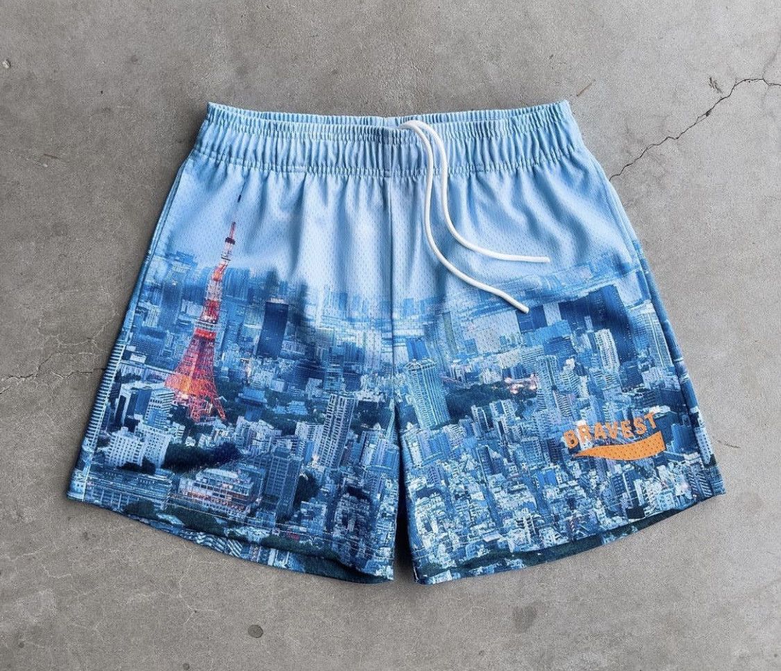 Bravest Studios Logo Tiger Camo Shorts Orange