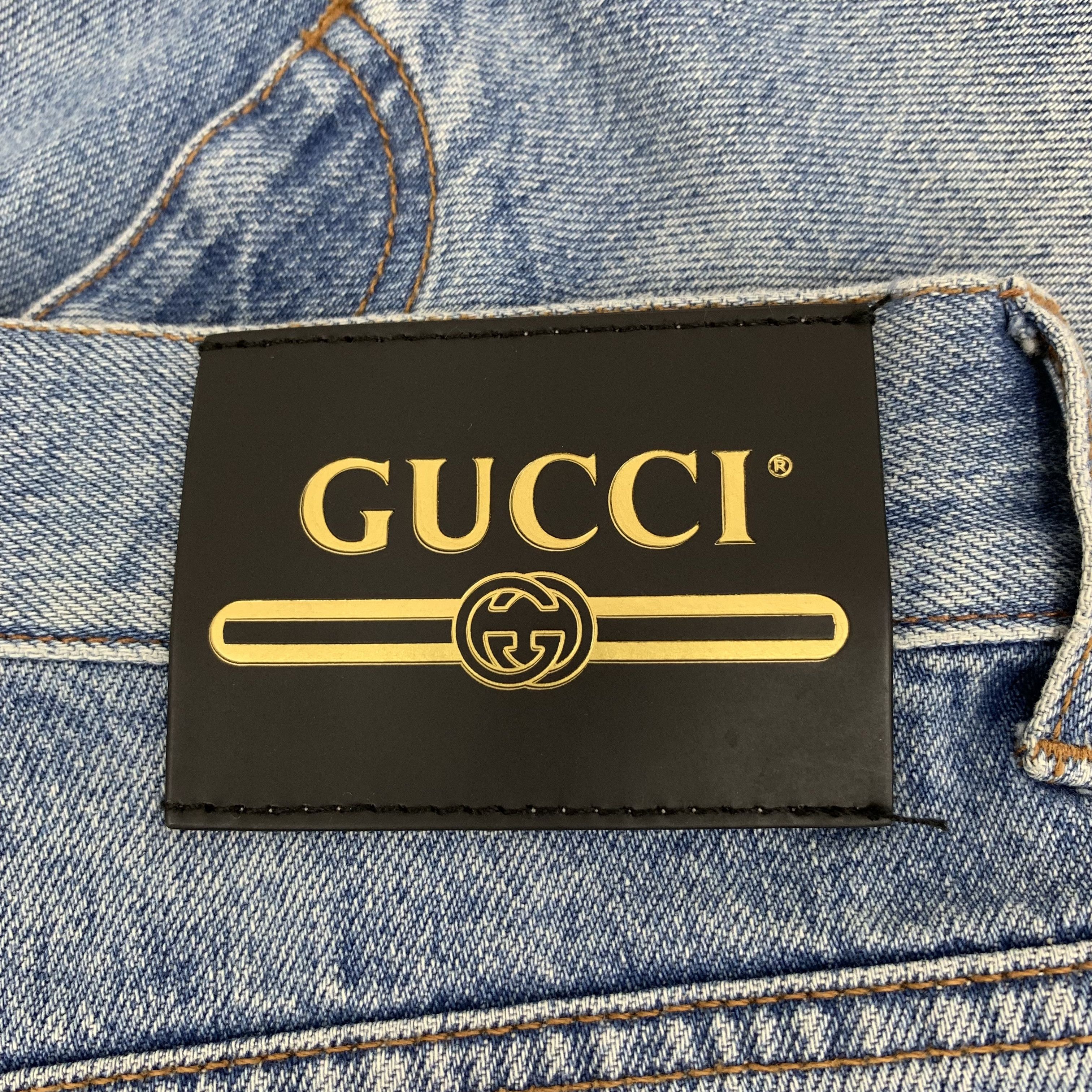 Gucci Gucci Washed Apple Logo Shorts in Blue (Size 29) Size 29" - 4 Thumbnail
