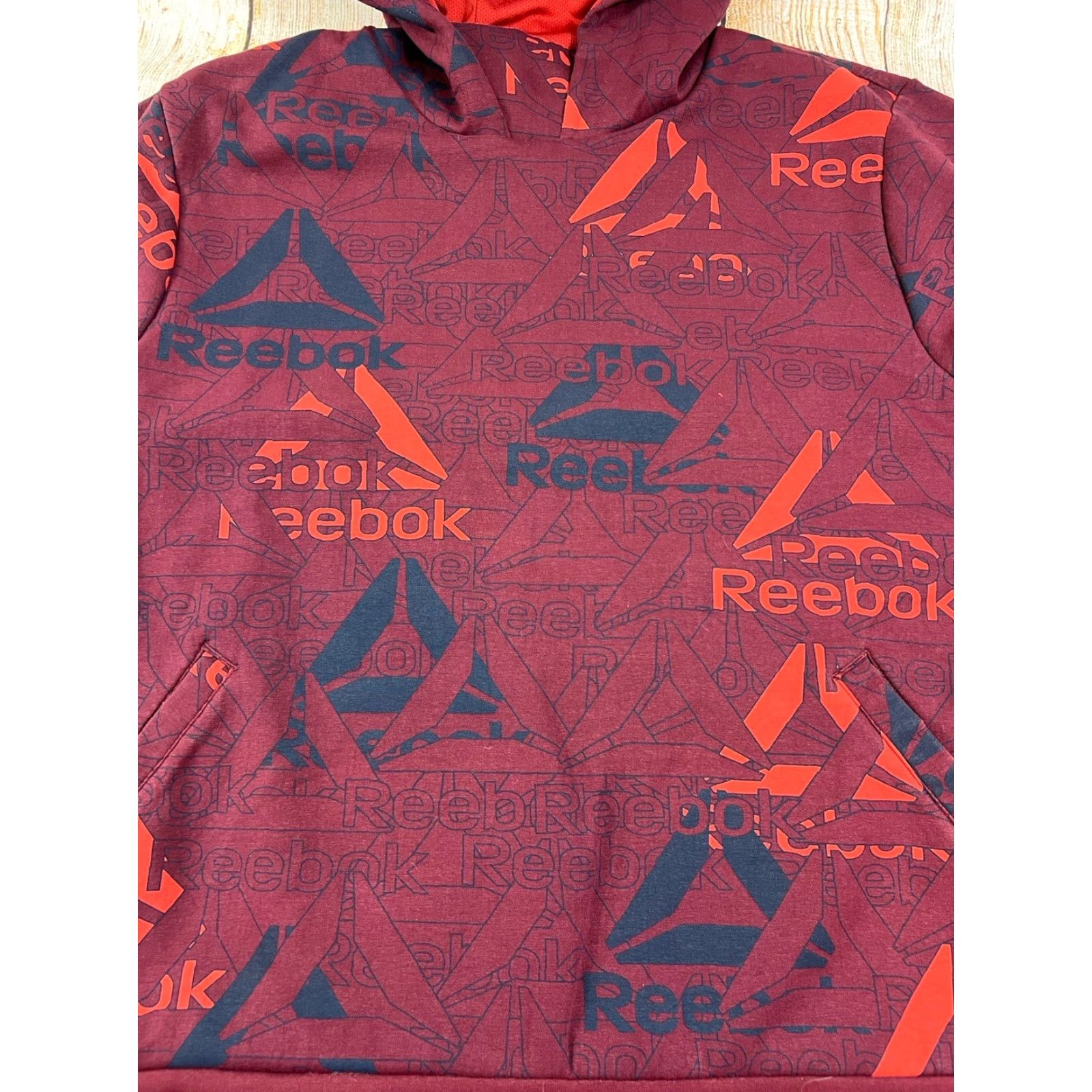 Reebok VINTAGE? (No) Reebok Unwind Hoodie Sweatshirt AOP Red XL Men Pullover Size XL Mens Red Hoodie Sweatshirt XP? Size US XL / EU 56 / 4 - 3 Thumbnail