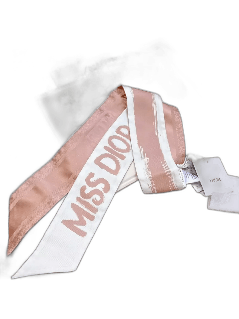 Dior Dior Pink and White Logo Twilly Scarf Size ONE SIZE - 1 Thumbnail