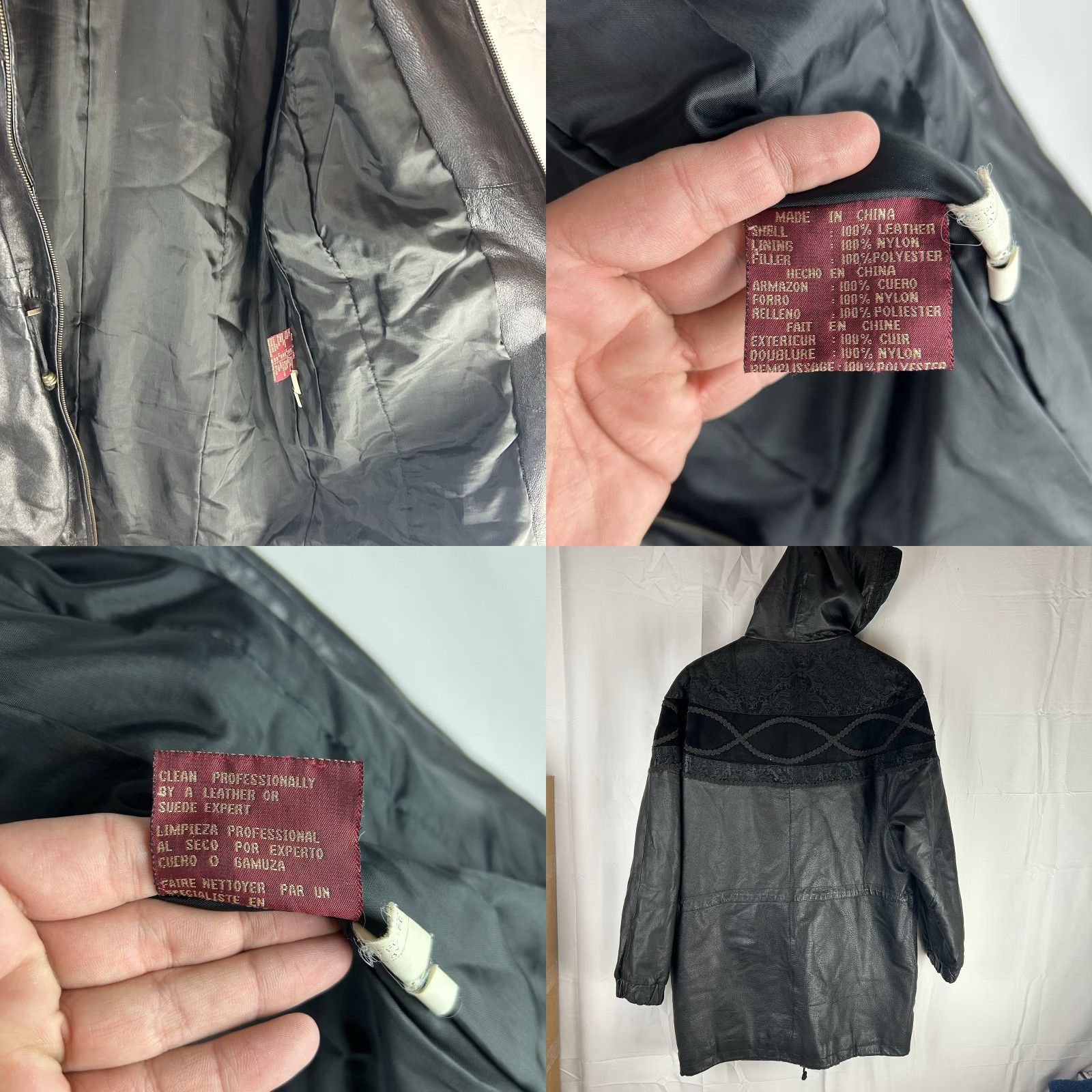 Vintage VINTAGE Global Identity G III Black Leather Jacket Coat Hood Embroidered Paisley Med Womens Overcoat Size M / US 6-8 / IT 42-44 - 9 Thumbnail