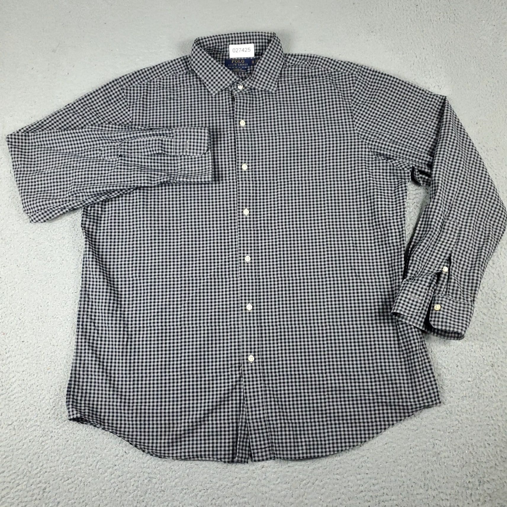Ralph Lauren Ralph Lauren Shirt Mens XL Gray Check Stretch Pony Button Up Long Sleeve Shirt Size US XL / EU 56 / 4 - 2 Thumbnail
