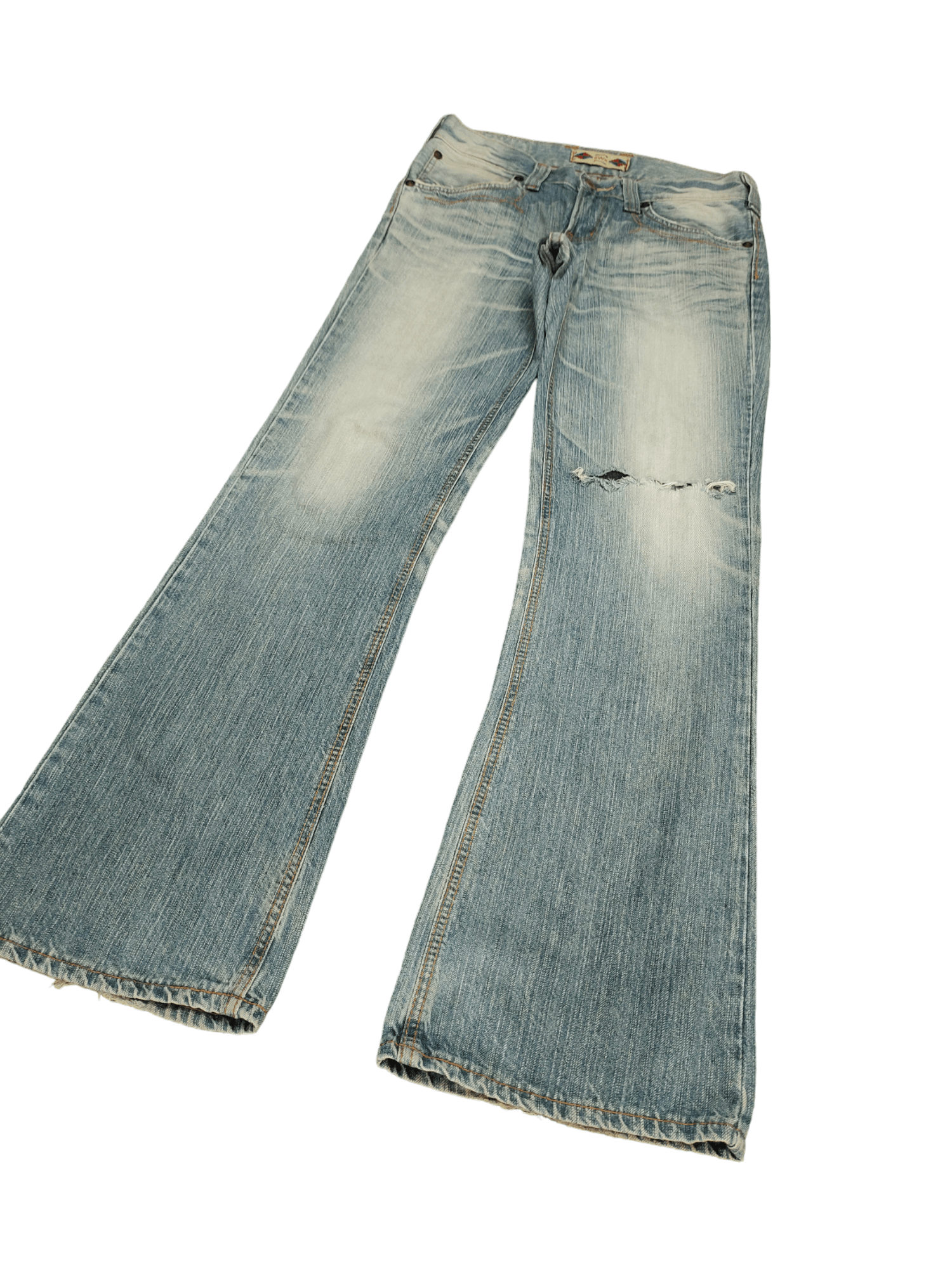 Edwin Flare Jeans Edwin XV Distress Faded Boot Cut Y2k Mudmax Size US 31 - 11 Thumbnail