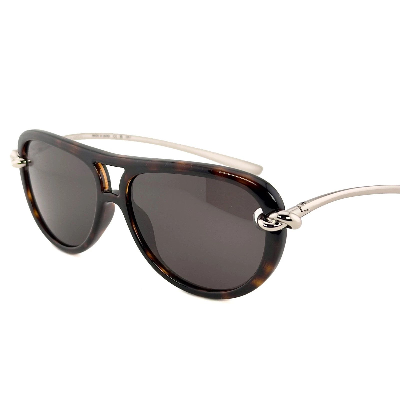 Bottega Veneta BOTTEGA VENETA 1418 KNOT Pilot BV1418S Silver Brown 002 Size ONE SIZE - 8 Thumbnail