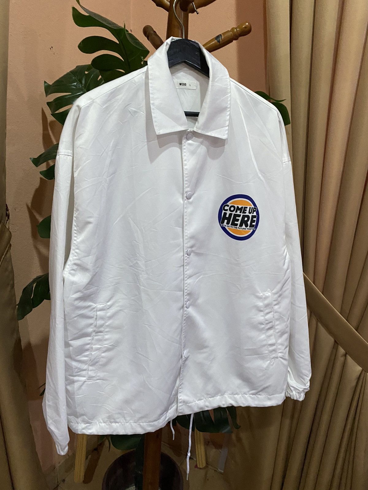 Japanese Brand WEGO “Come Up Here” Jacket Modern Casual White Coach Jacket Size US L / EU 52-54 / 3 - 9 Thumbnail