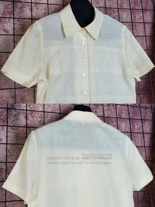 Burberry Burberry Summer Beige Lace Embroidered Short Sleeve Shirt. Size M / US 6-8 / IT 42-44 - 2 Thumbnail