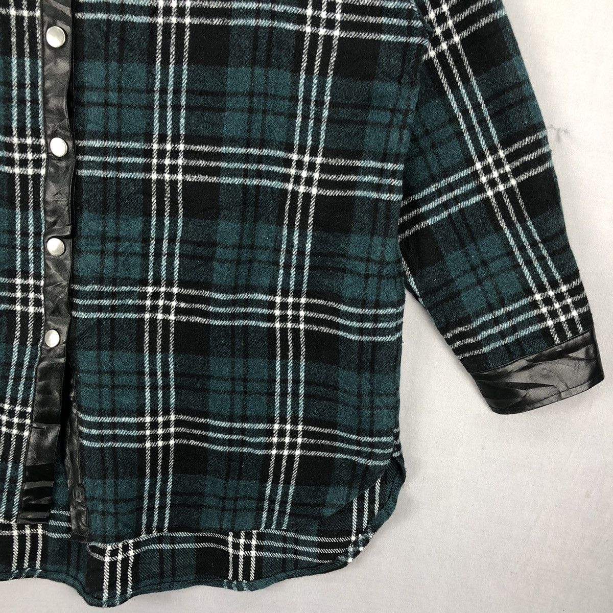 Japanese Brand Vintage Flannel Green Tartan Check Snap Button up by Gorge Size M / US 6-8 / IT 42-44 - 3 Thumbnail