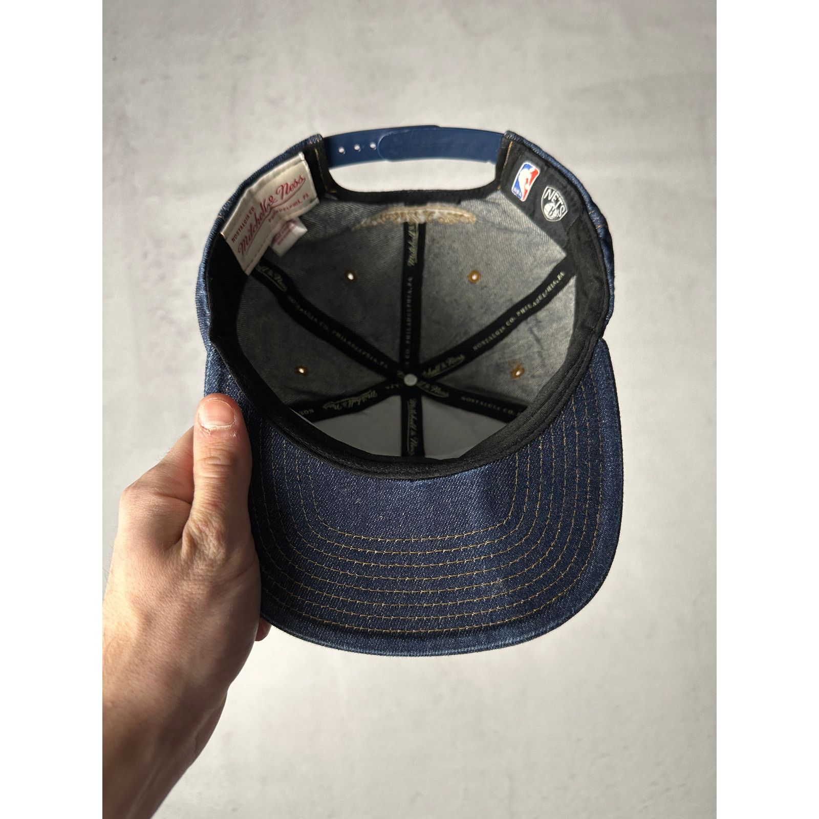 NBA Vintage NBA Brooklyn Nets Denim Snap Back Hat - OSFA Size ONE SIZE - 3 Thumbnail