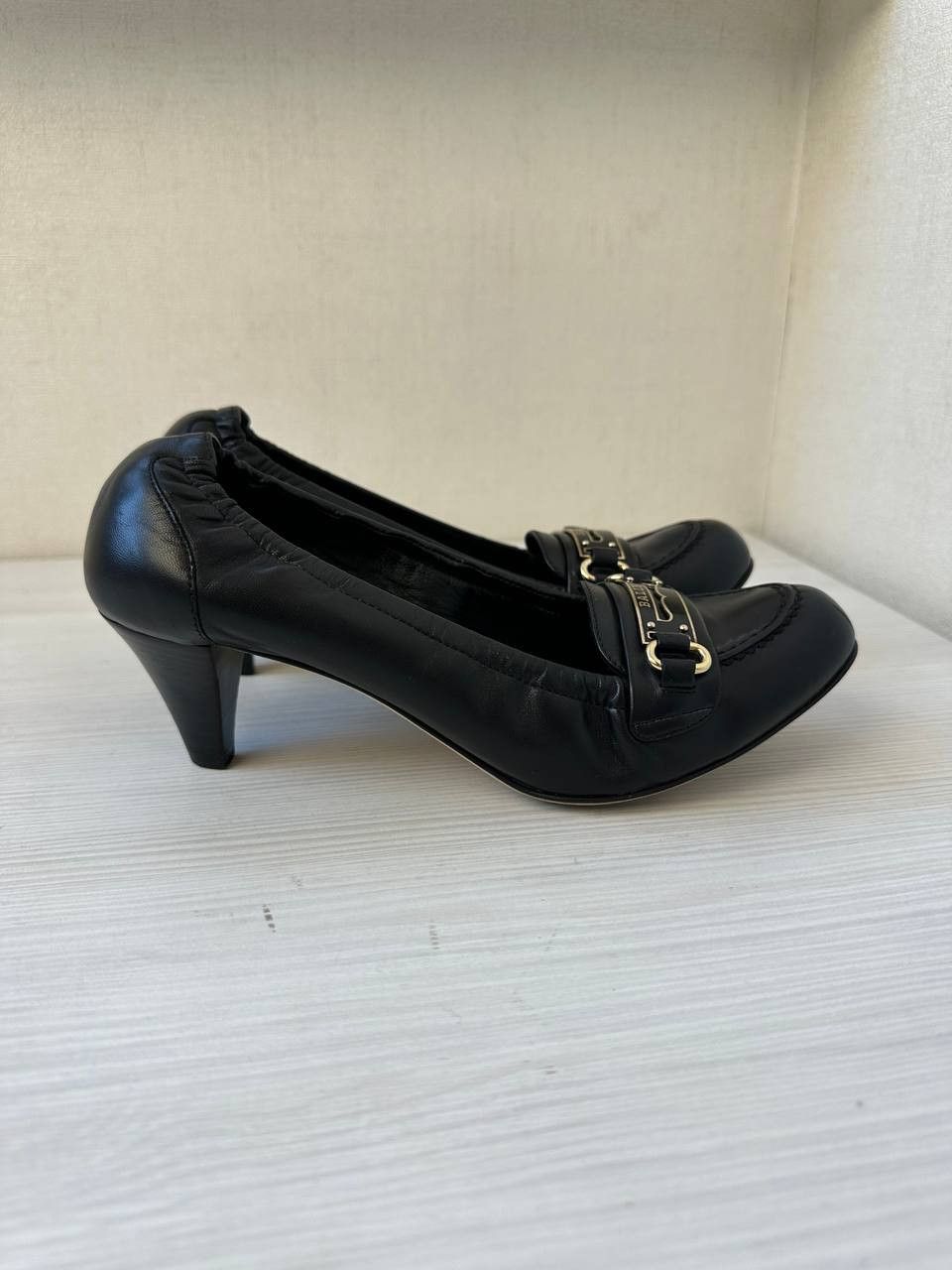 Bally × Leather Bally Black Leather Heeled Loafers Women’s Made in Italy Size US 5.5 / IT 35.5 - 3 Thumbnail