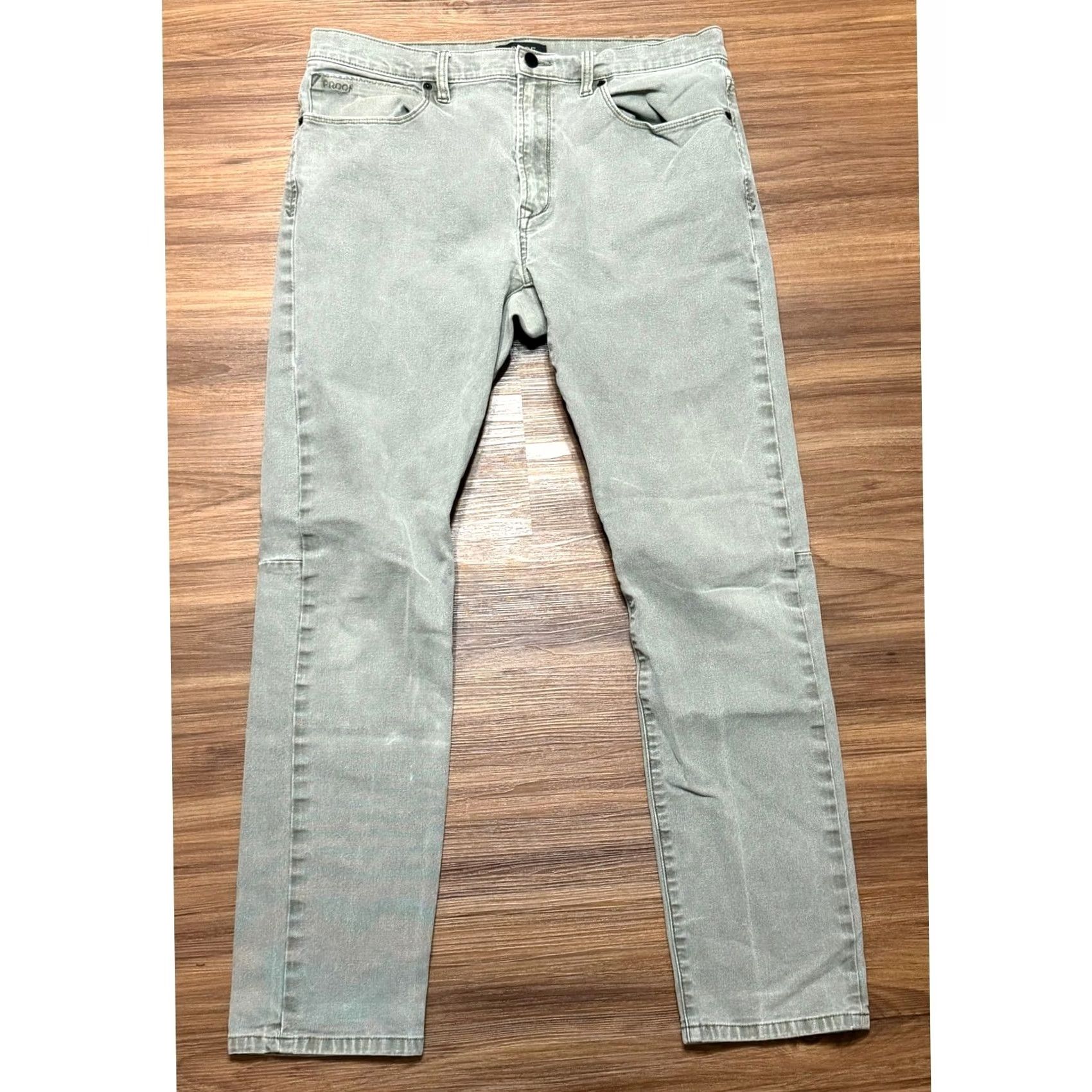 Vintage Proof Rover Pant Mens Olive Green Slim Straight Jeans 34x32 Size US 34 / EU 50 - 2 Thumbnail