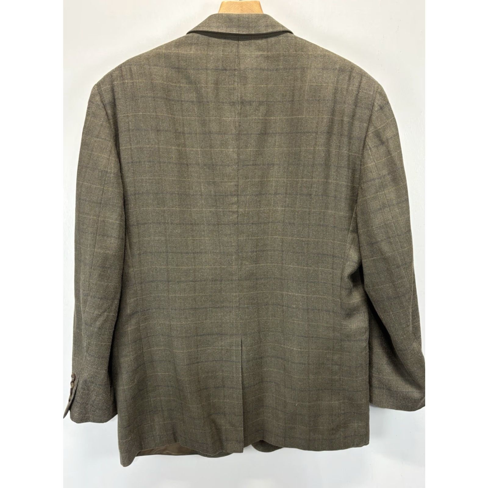 Jos. A. Bank JOS. A. BANK Reserve Sport Coat Blazer Mens Regular 46R Brown Plaid Silk Wool Classic Tailored Size 46R - 3 Thumbnail