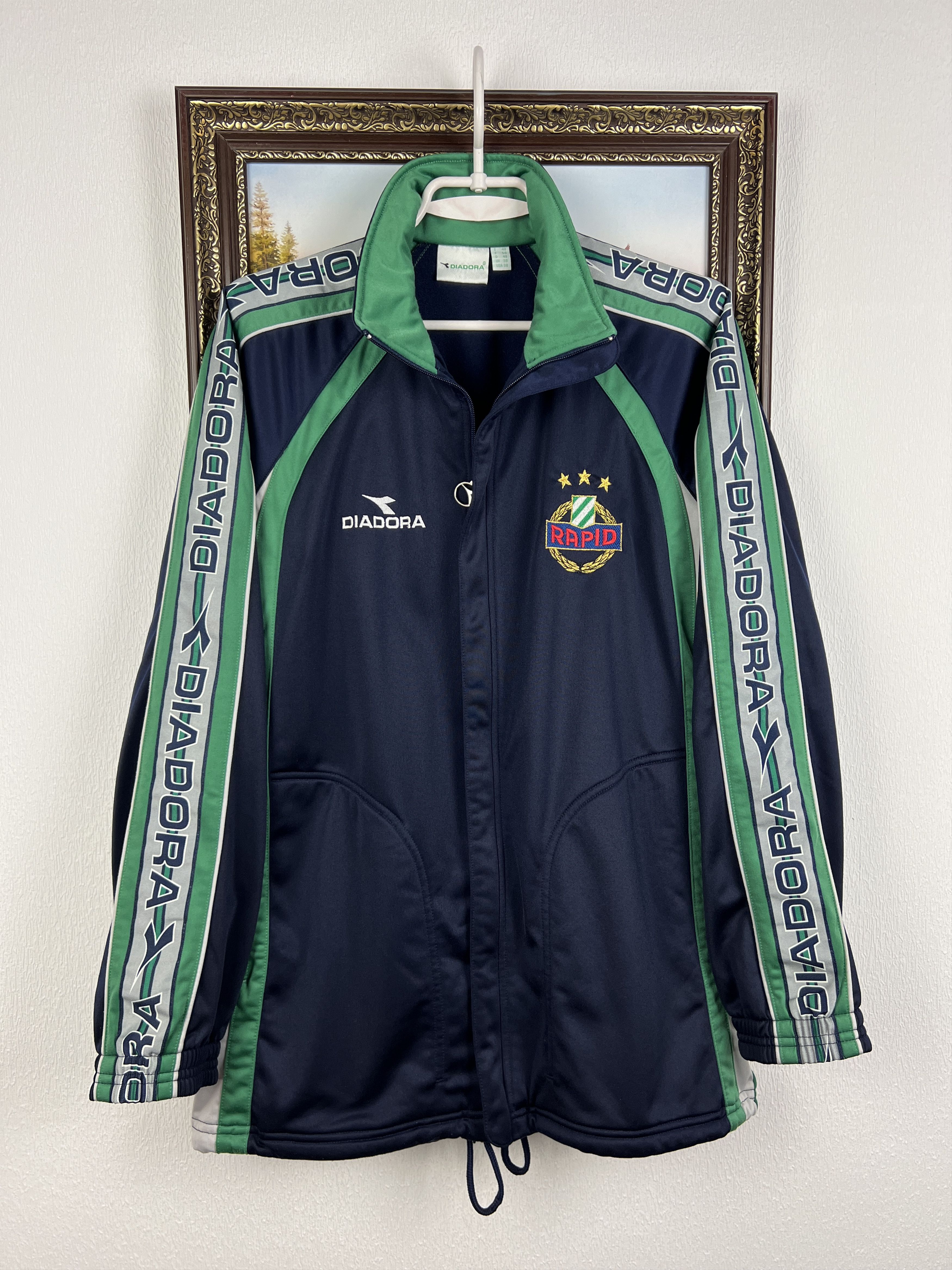 Diadora Vintage 90's Rapid Wien Football Jacket Soccer Track Top Size US L / EU 52-54 / 3 - 1 Thumbnail