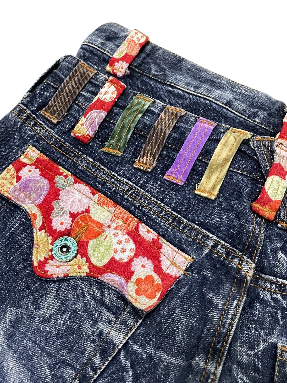 Hysteric Glamour × Japanese Brand Nylaus Japan Cracked Shadow Wash Double Waist Jeans Size US 30 / EU 46 - 20 Thumbnail