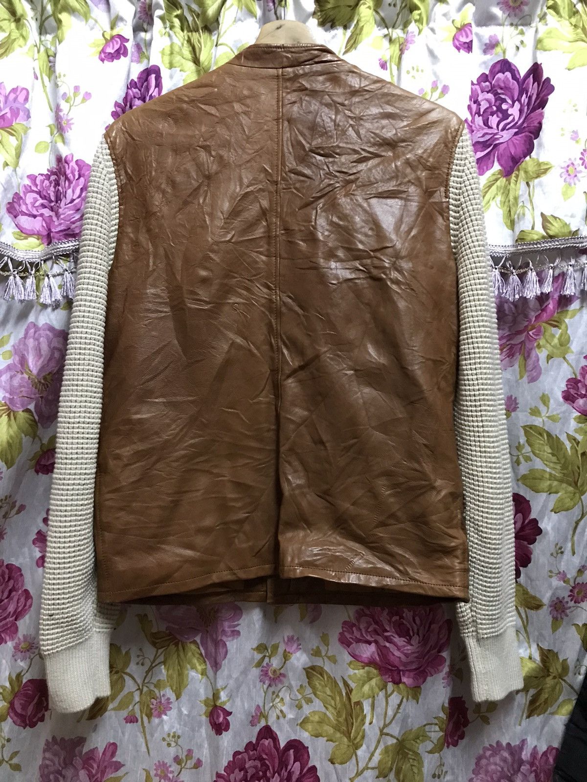 Gucci Authentic Gucci Brown Leather knittes Slevee Long Jacket Size US M / EU 48-50 / 2 - 3 Thumbnail