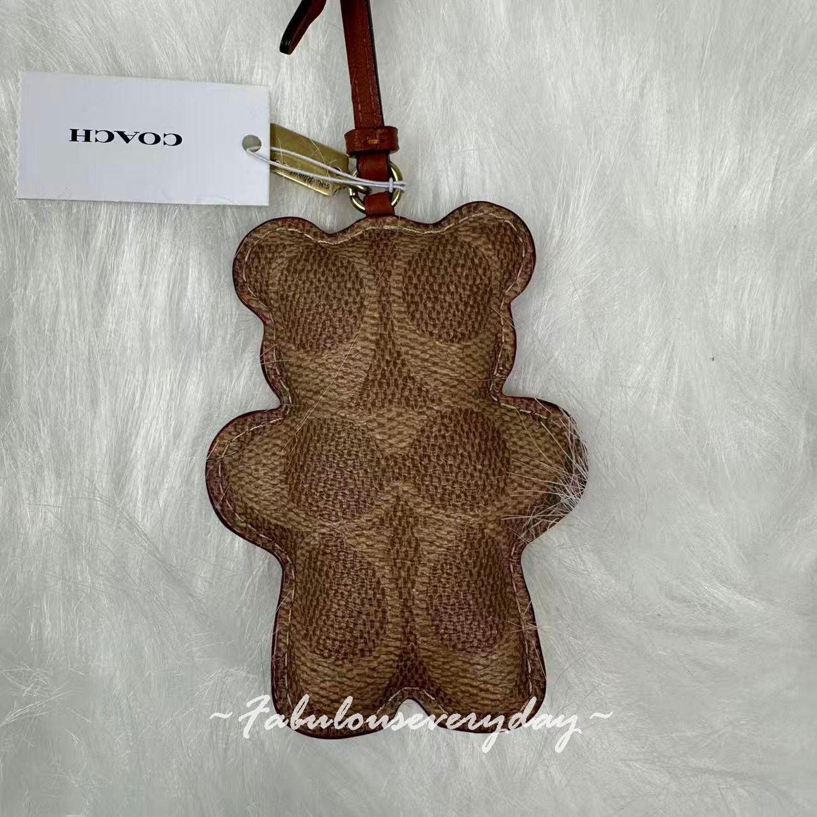 Coach Coach Bear Puffy Bag Charm In Signature Canvas Tan/Caramel Size ONE SIZE - 4 Thumbnail