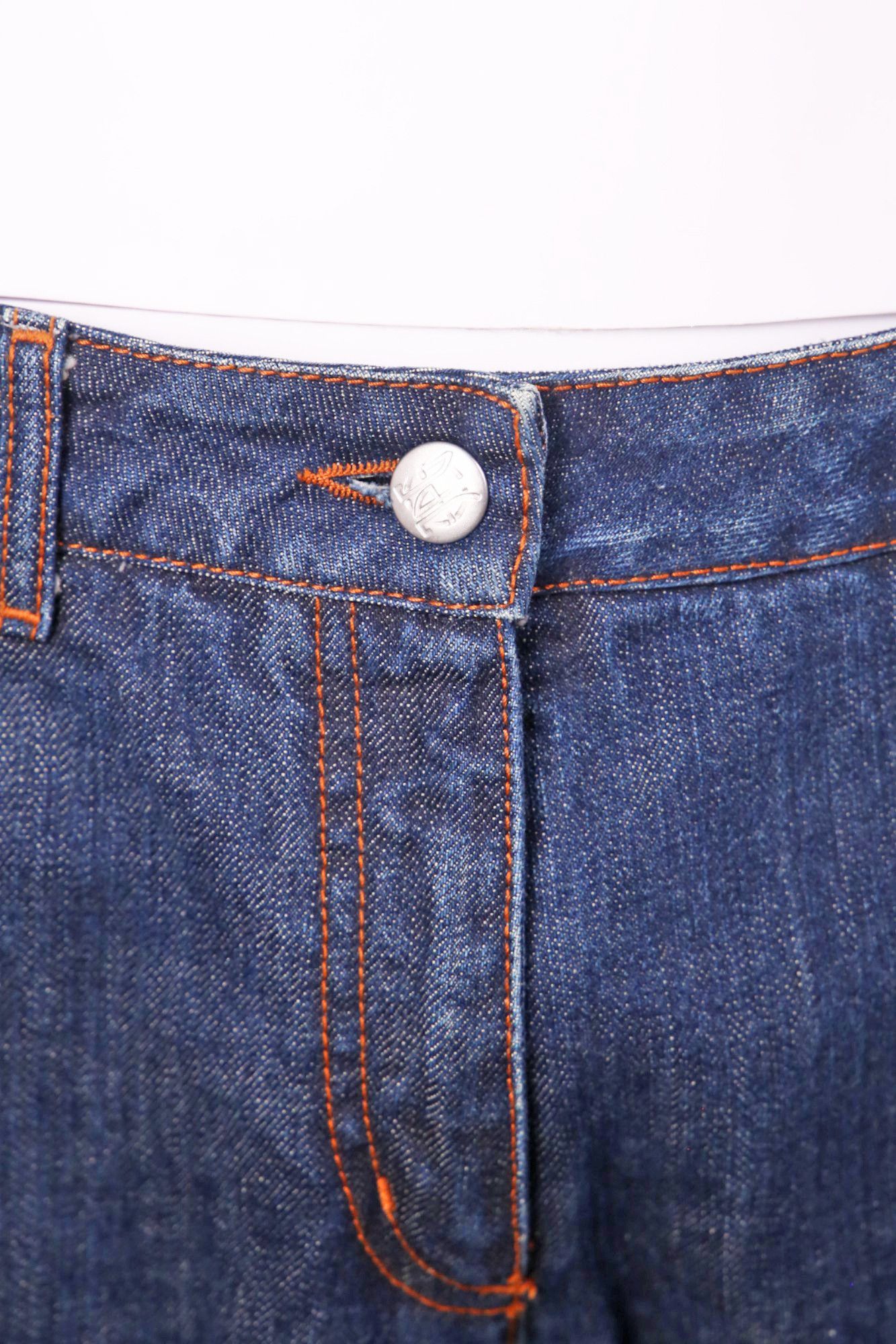 Jean Paul Gaultier 1990's Blue Cut-out Wide Jeans Size US 31 - 8 Thumbnail