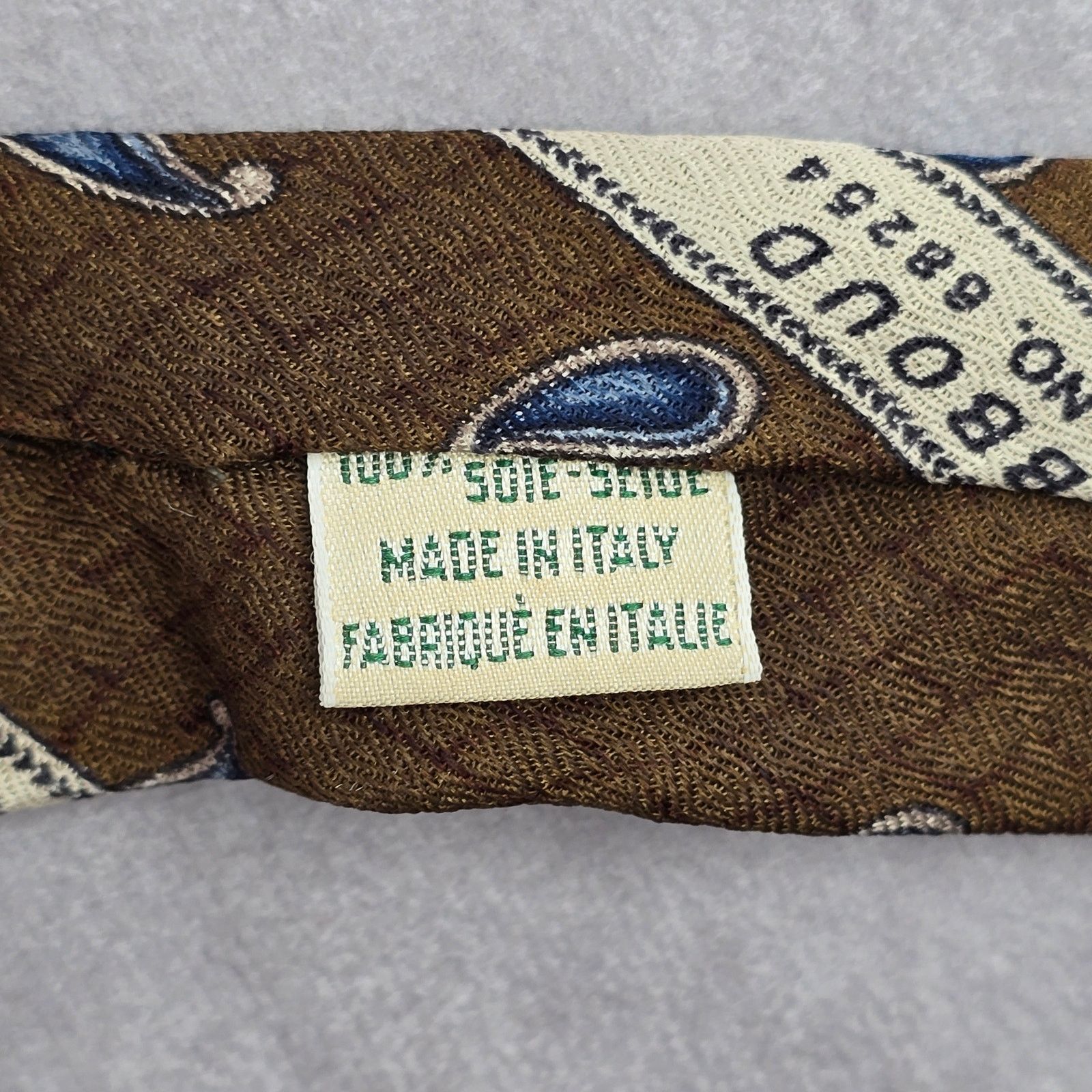 Joseph Abboud Joseph Abboud Brown Blue Floral Paisley Silk Italy Neck Tie Size 30 - 6 Thumbnail