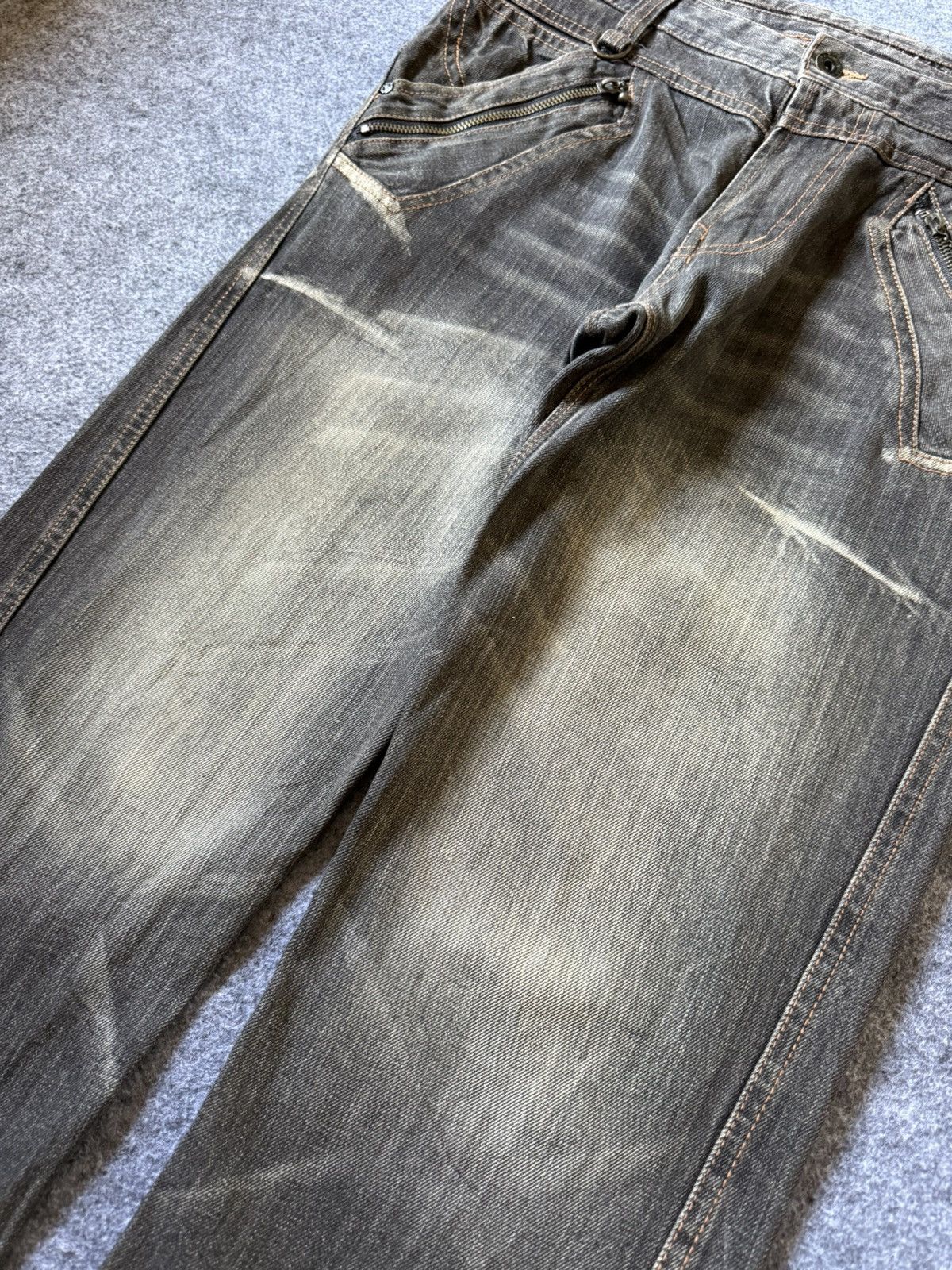 If Six Was Nine Double Focus Japan Asymmetrical Double Waist Flared Jeans Size US 30 / EU 46 - 10 Thumbnail