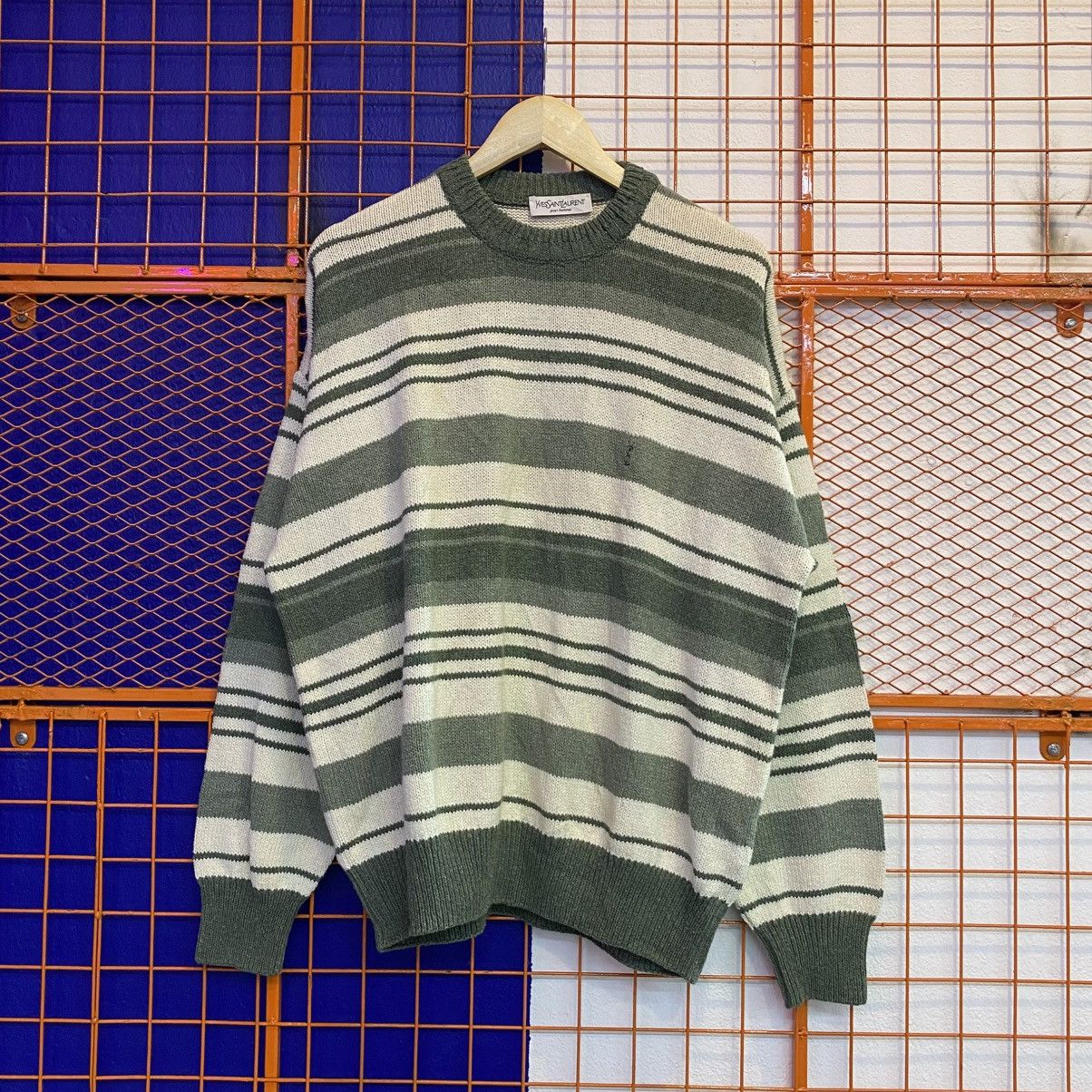 Yves Saint Laurent Vintage YvesSaintLaurent Sweater Knitwear Stripes Size US L / EU 52-54 / 3 - 1 Thumbnail