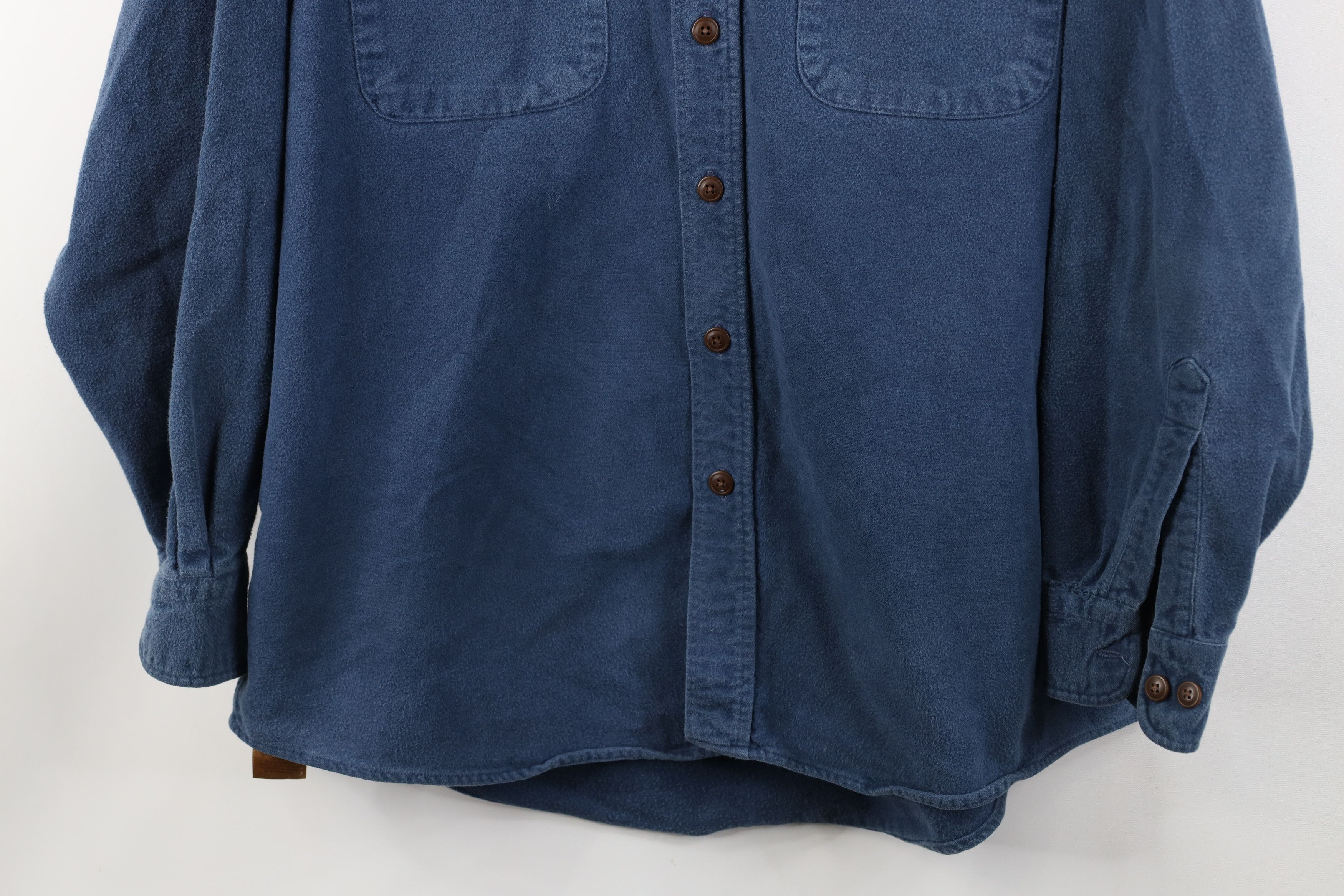 Vintage Vintage 90s Streetwear Heavy Chamois Cloth Button Shirt Blue Size US L / EU 52-54 / 3 - 3 Thumbnail