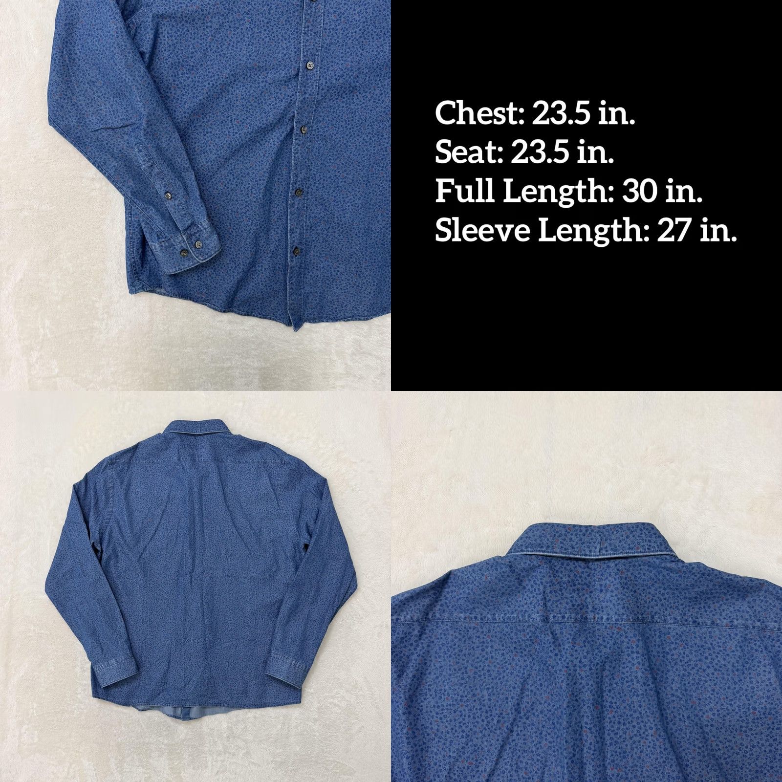 Hugo Boss VINTAGE None Hugo Boss Shirt Mens XL Blue Floral Chambray Regular Fit Button Up Size US XL / EU 56 / 4 - 8 Thumbnail