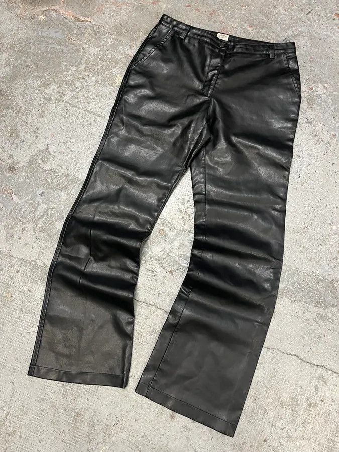 Armani × Vintage 2000s Armani Black Leather Pants Size US 30 / EU 46 - 5 Thumbnail