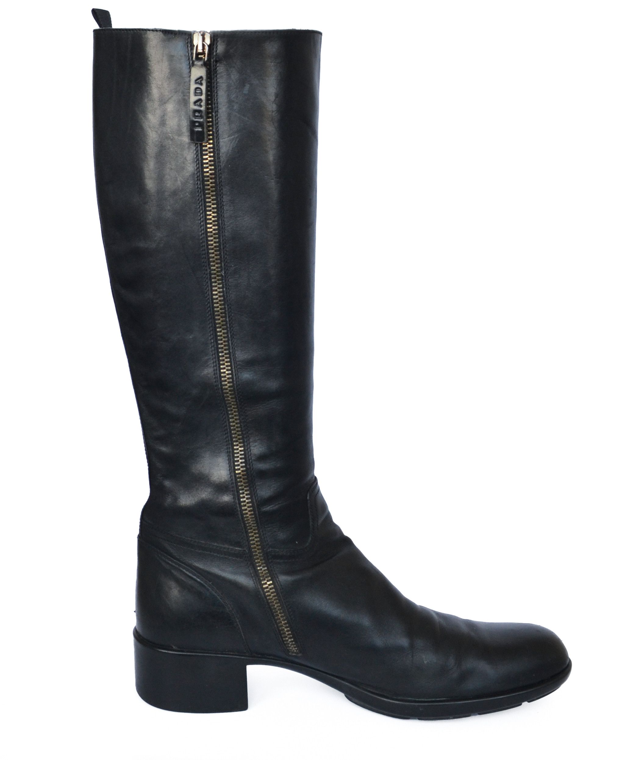 Prada PRADA Boots Leather Black Zip Logo 1999 Vintage Size 41 Size US 11 / IT 41 - 4 Thumbnail