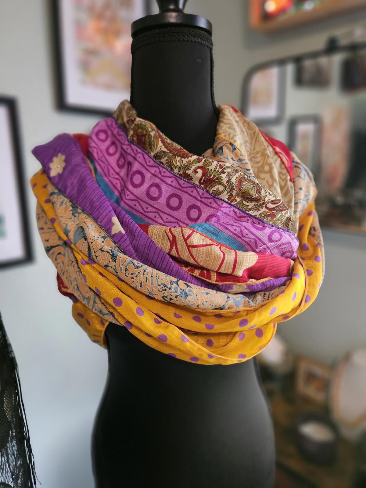 Designer 100% silk "patchwork" / "scrap" scarf, NWT Size ONE SIZE - 1 Thumbnail