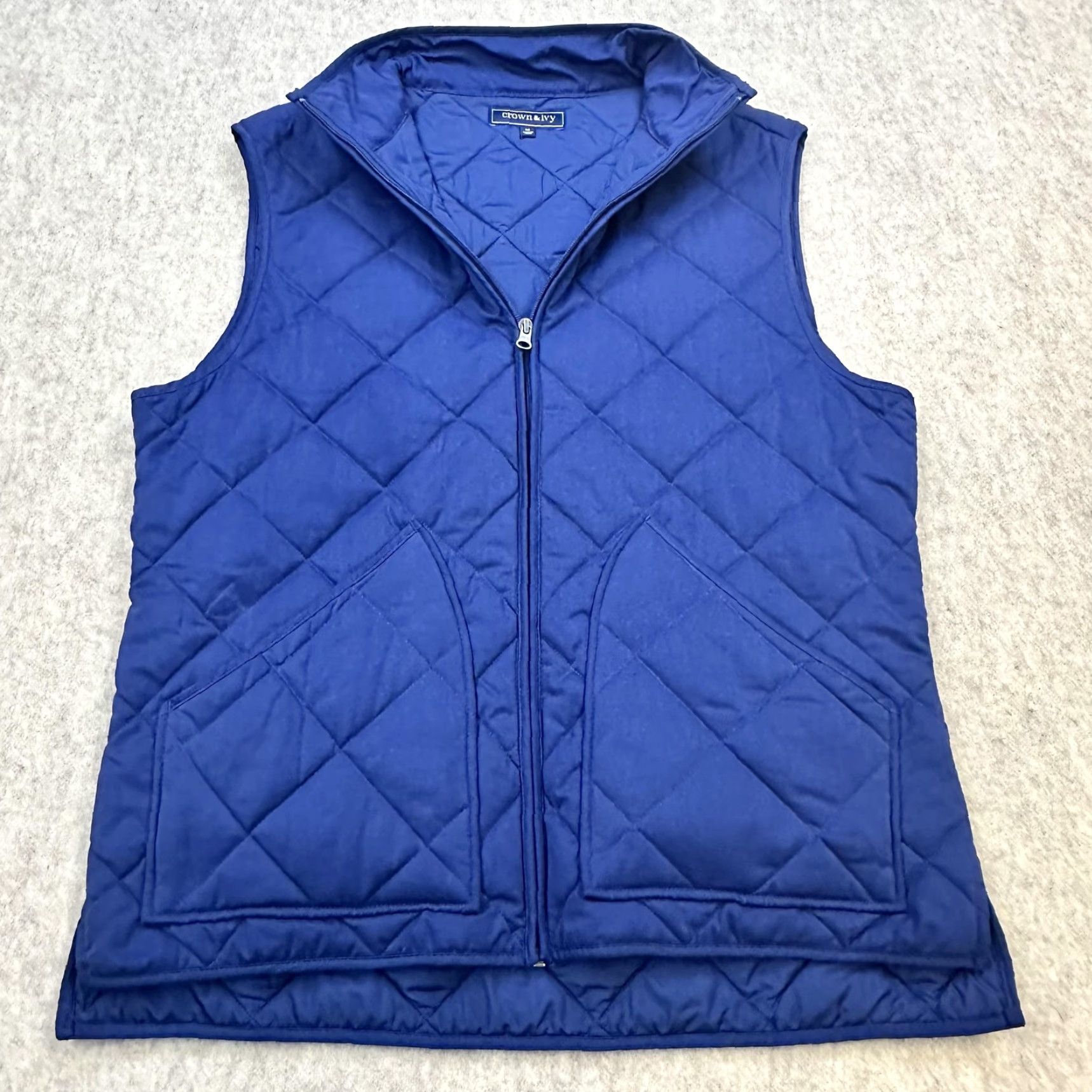 Vintage Crown & Ivy Vest Women Medium Blue Quilted Full Zip Stand Collar Pockets Outdoor Size M / US 6-8 / IT 42-44 - 4 Thumbnail