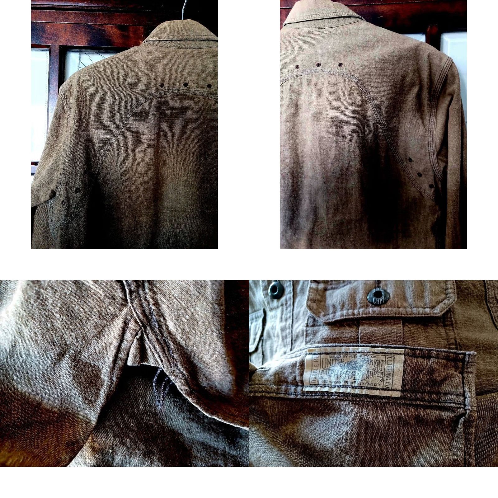 Ralph Lauren RRL RALPH LAUREN CHAMBRAY WORK SHIRT LONG SLEEVE MEN OLIVE COTTON XS USED Size US XS / EU 42 / 0 - 8 Thumbnail