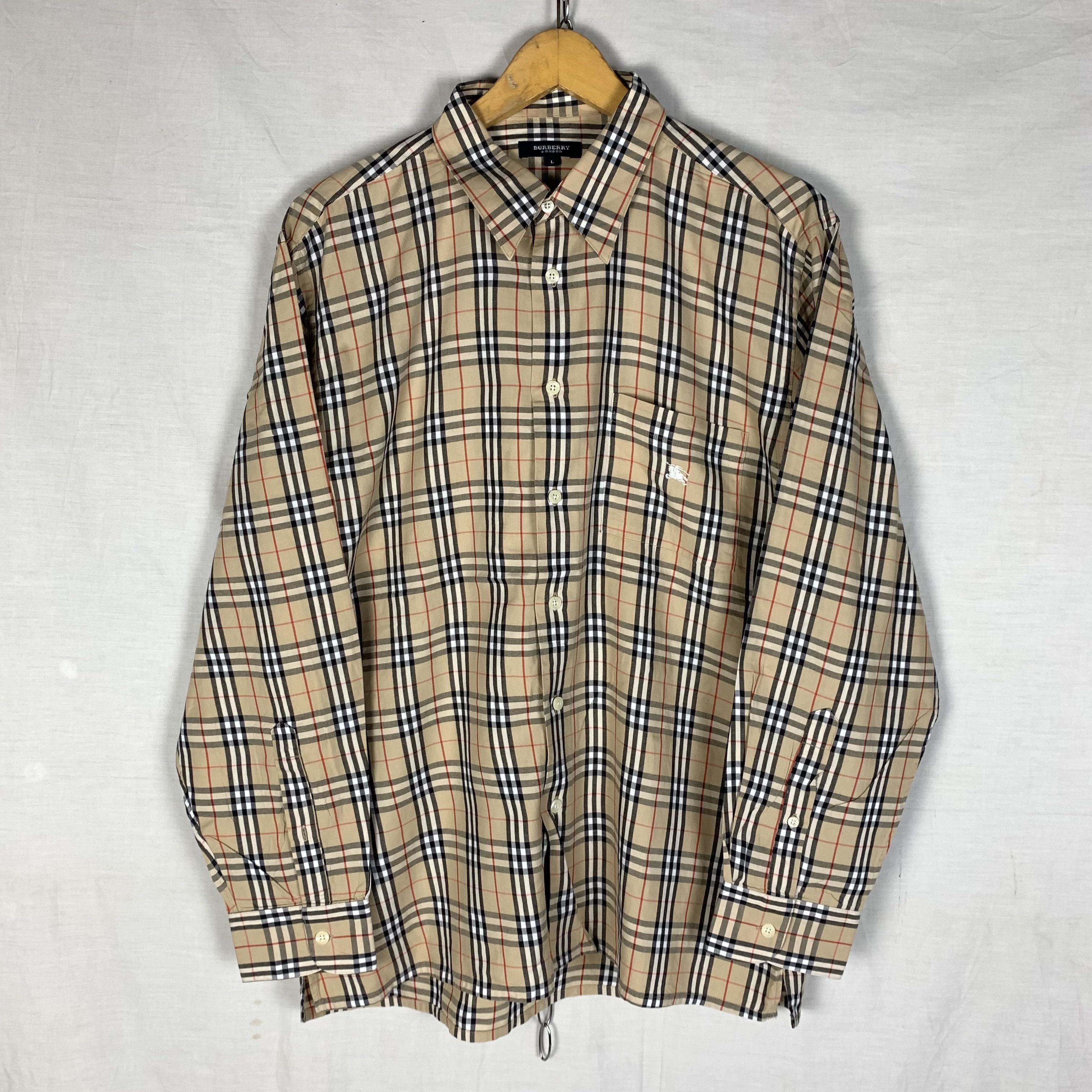 Burberry × Vintage Vintage Burberry Nova Check L/S Shirt Size US L / EU 52-54 / 3 - 1 Thumbnail