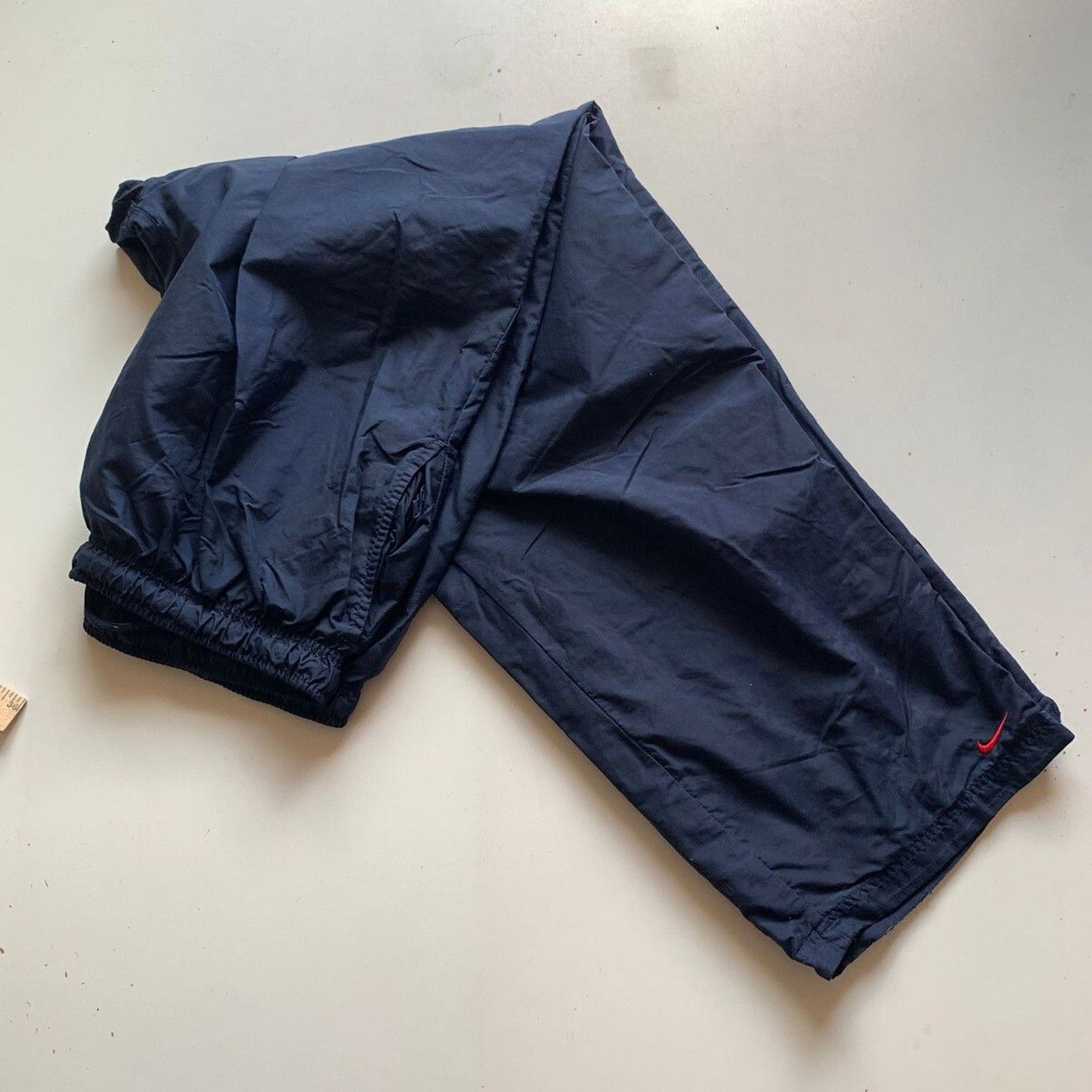 Vintage 90s Nike Track Pants XXL Navy Blue Embroidered Rare