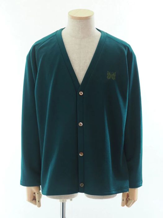 Needles NEEDLES V Neck Cardigan C/PE Bright Jersey - Jasper Green