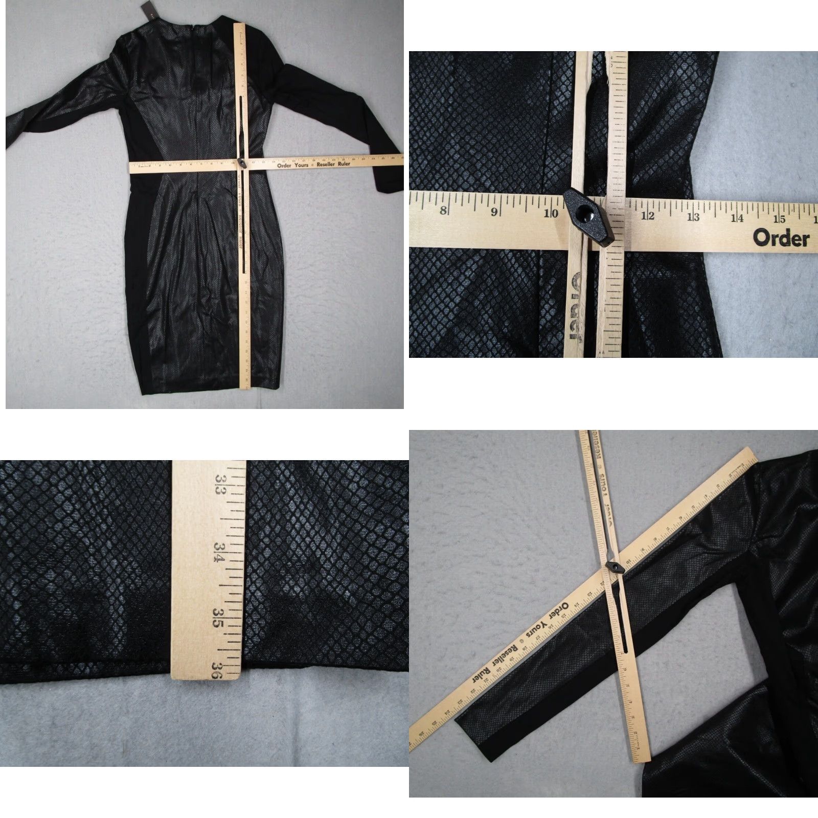 Vintage CYNTHIA STEFFE Dress Womens 0 Black Geometric Sheath Long Sleeve Knee Length Crew Neck Zip Formal, Party/Cocktail, Travel Size XS / US 0-2 / IT 36-38 - 8 Thumbnail