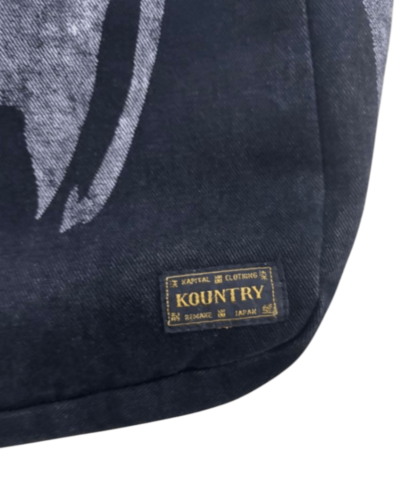 Kapital Kapital 14oz Black Denim Bone Print Book Bag Size ONE SIZE - 3 Thumbnail