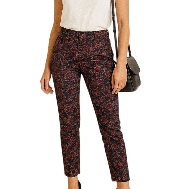 Loft LOFT Julie Navy & Red Floral Ankle Pants Size 4 Size 27" / US 4 / IT 40 - 8 Thumbnail