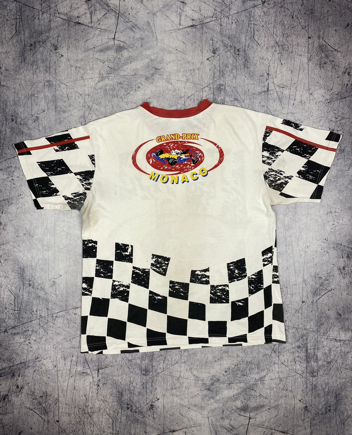Vintage Vintage 90s Monaco Grand Prix AOP Racing Tee Size US XL / EU 56 / 4 - 16 Thumbnail