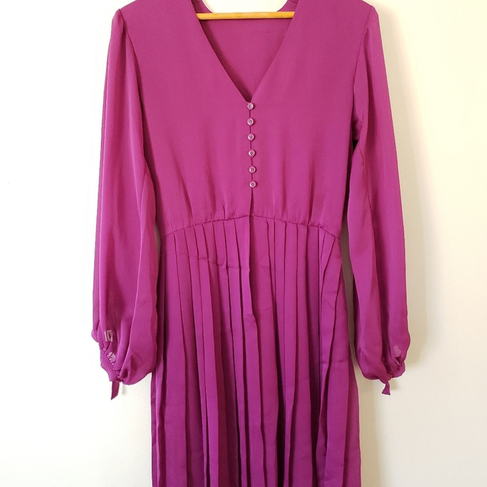 Vintage Vintage Pleated Pink Accordion Long Sleeve Flowy Midi Dress Size M / US 6-8 / IT 42-44 - 7 Thumbnail