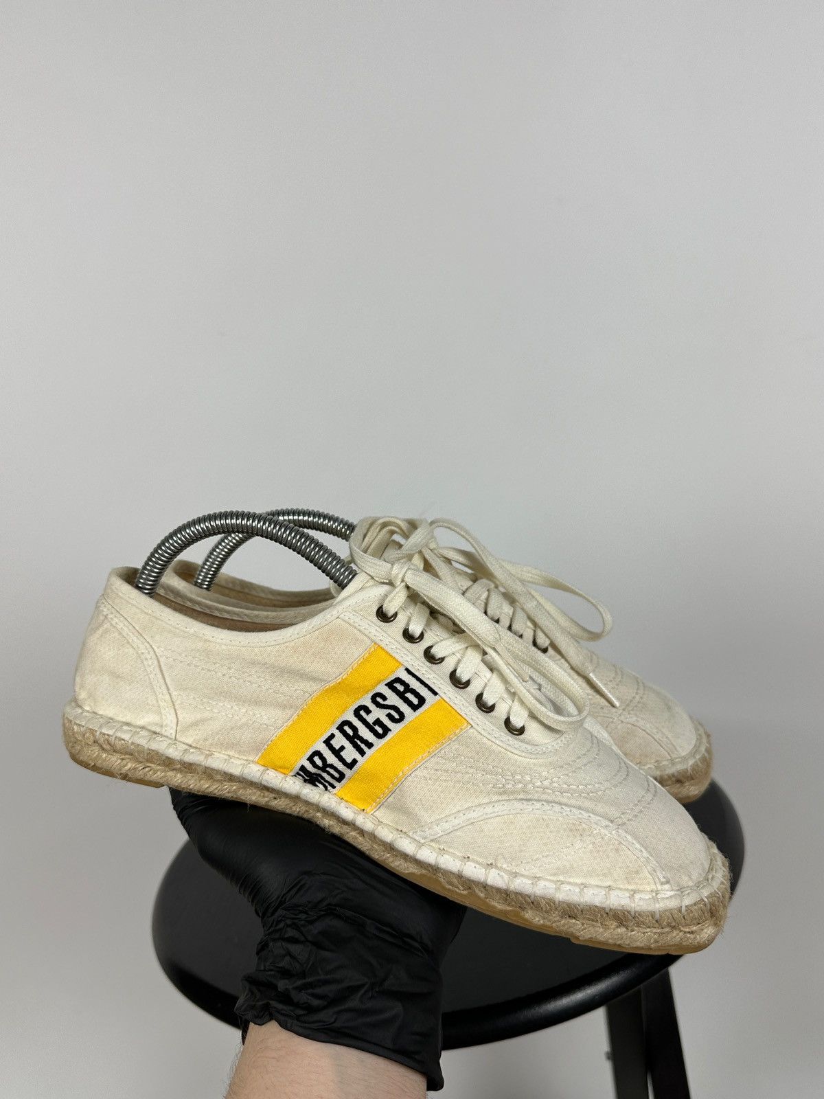 Dirk Bikkembergs Bikkembergs Lace Up Espadrilles Canvas Jute Sole Logo Stripe Size US 6 / EU 39 - 1 Thumbnail