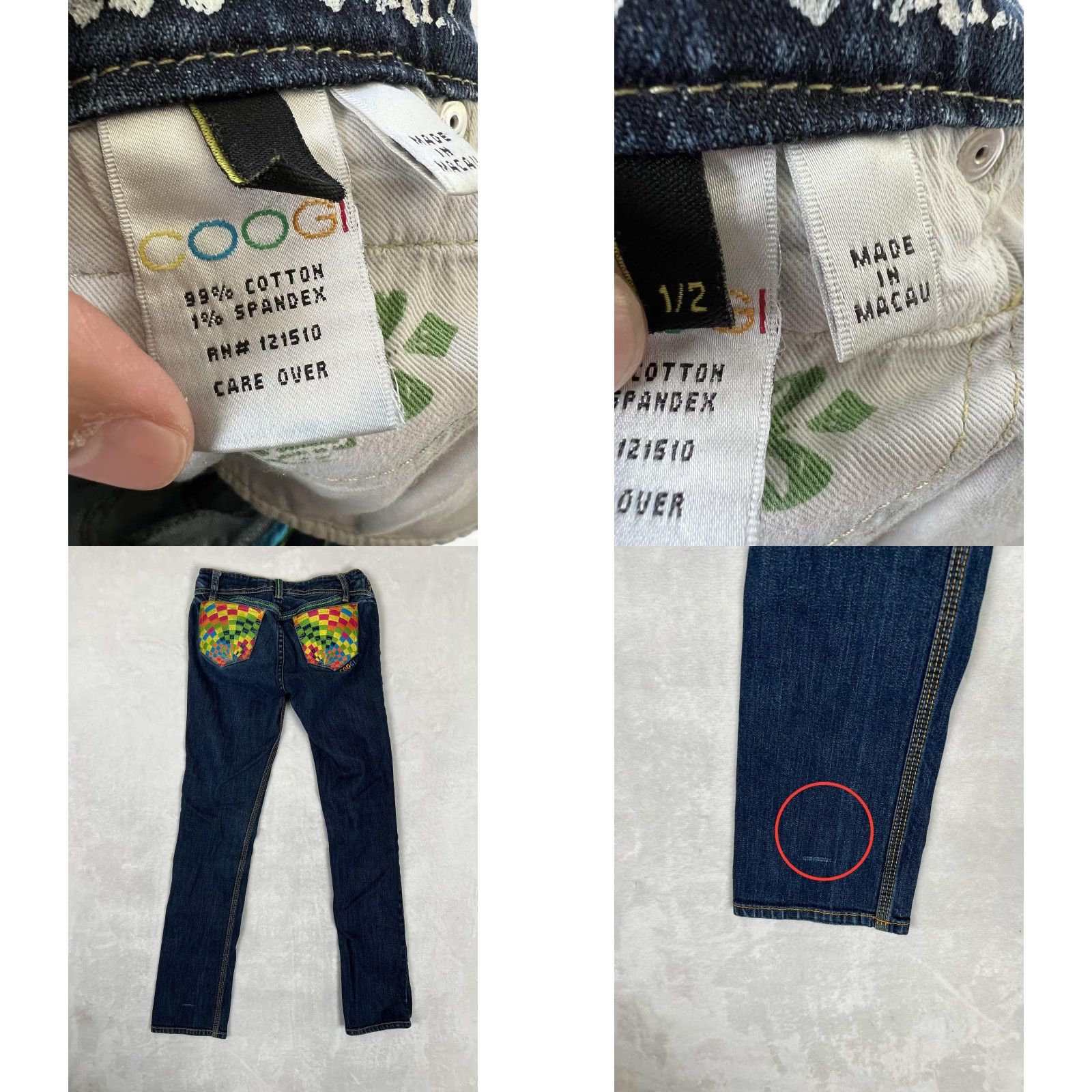 Coogi COOGI Jeans Slim Straight 1/2 Juniors Blue Dark Wash Embroidered 5-Pocket Denim Size 25" / US 0 / IT 36 - 8 Thumbnail