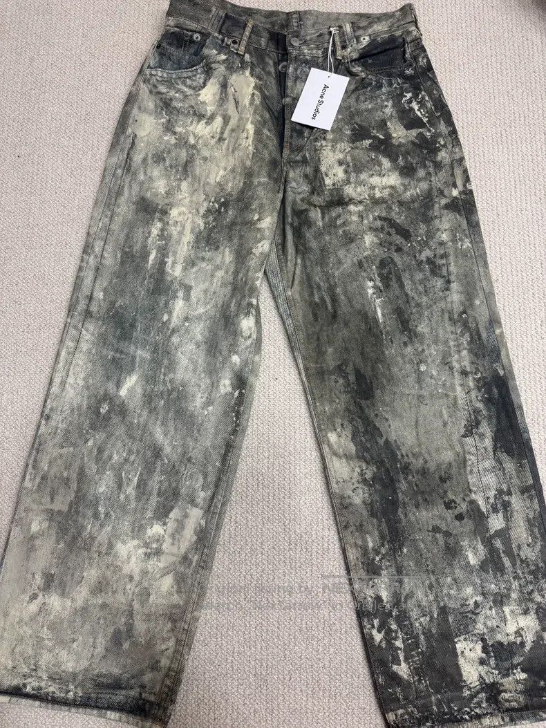 Acne Studios Acne Studios 3D Printed Splashed Distressed Denim Pants, S Size US 34 / EU 50 - 1 Thumbnail