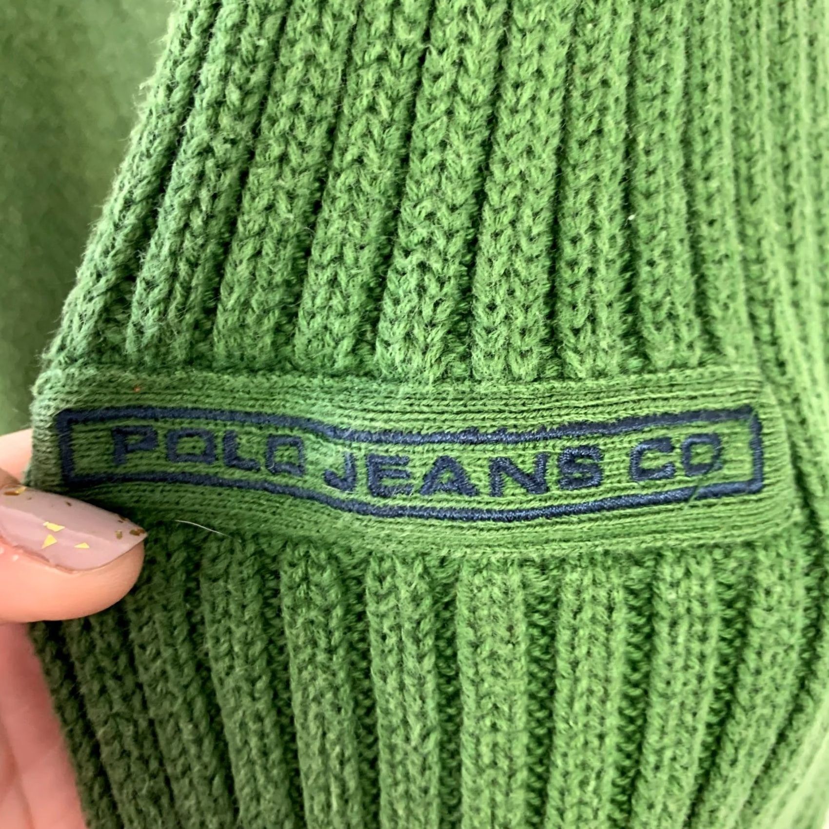 Polo Ralph Lauren VINTAGE Polo Ralph Lauren RL Polo Jeans Co Green Rollneck Ribbed Sleeves Sweater XL Cotton 1990s Mens Size US XL / EU 56 / 4 - 5 Thumbnail