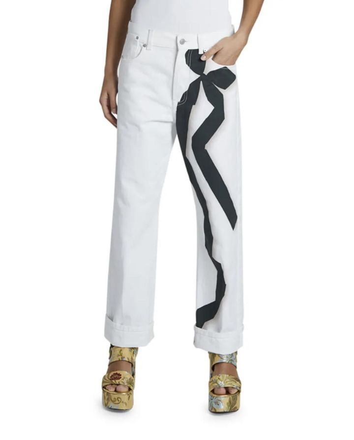 Dries Van Noten Piscos Bow Print Jeans Size 27" / US 4 / IT 40 - 1 Thumbnail