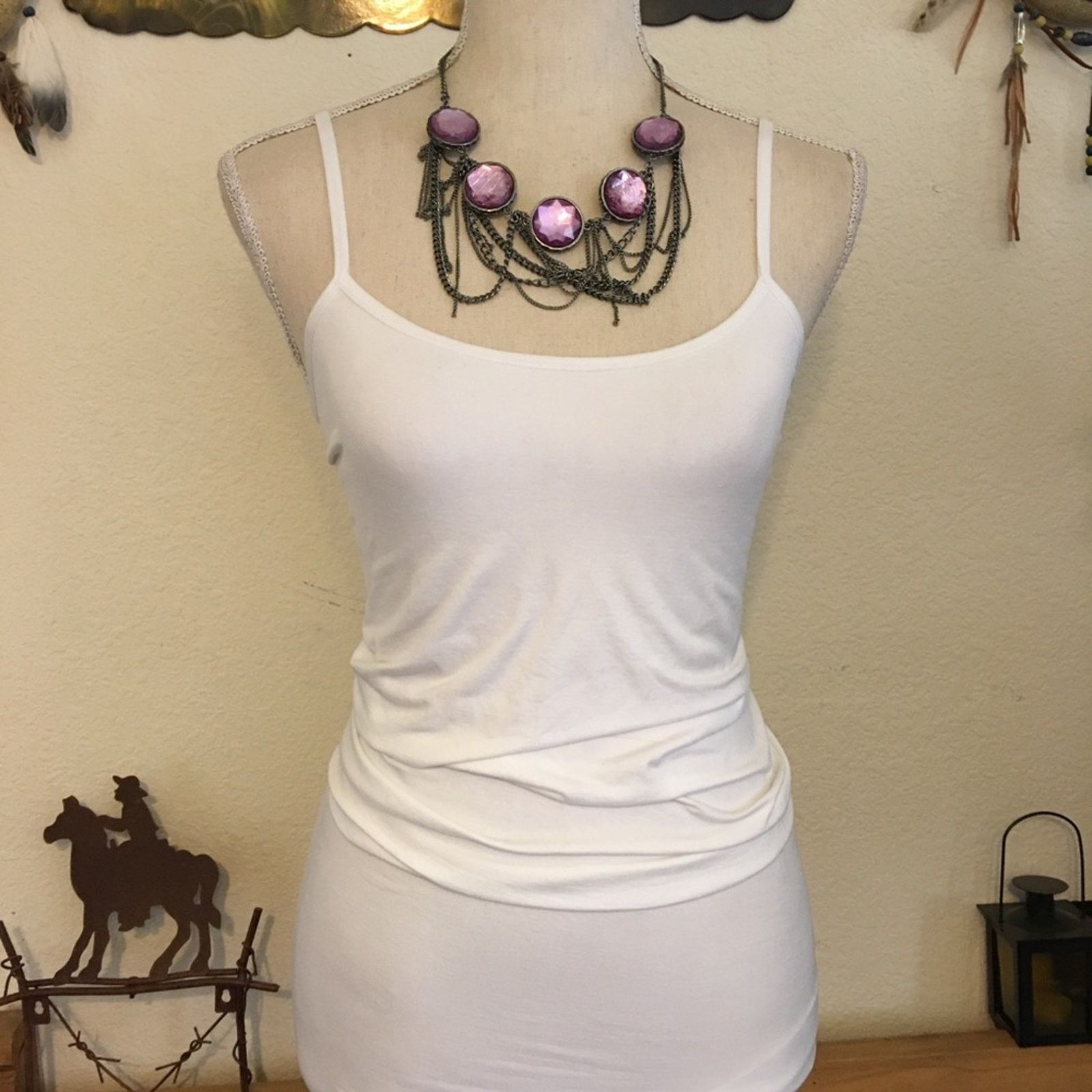 Jewelry Purple glass cabochon chrome chandelier necklace Size ONE SIZE - 4 Thumbnail