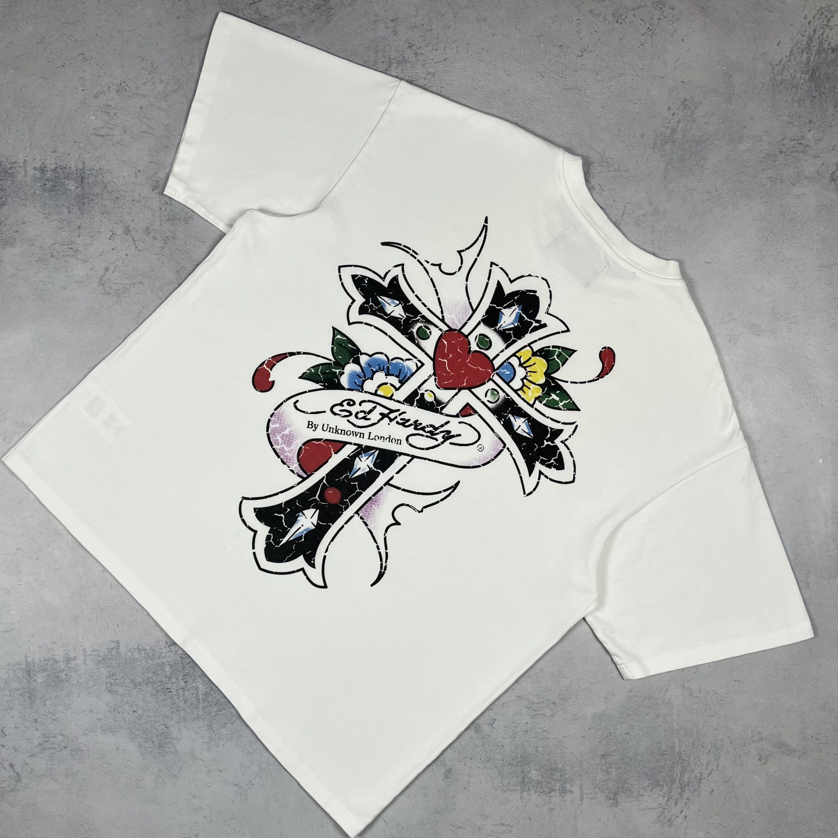 Ed Hardy × Unknown London Unknown London X Ed Hardy Cross Big Logo Oversize T Shirt Size US L / EU 52-54 / 3 - 1 Thumbnail