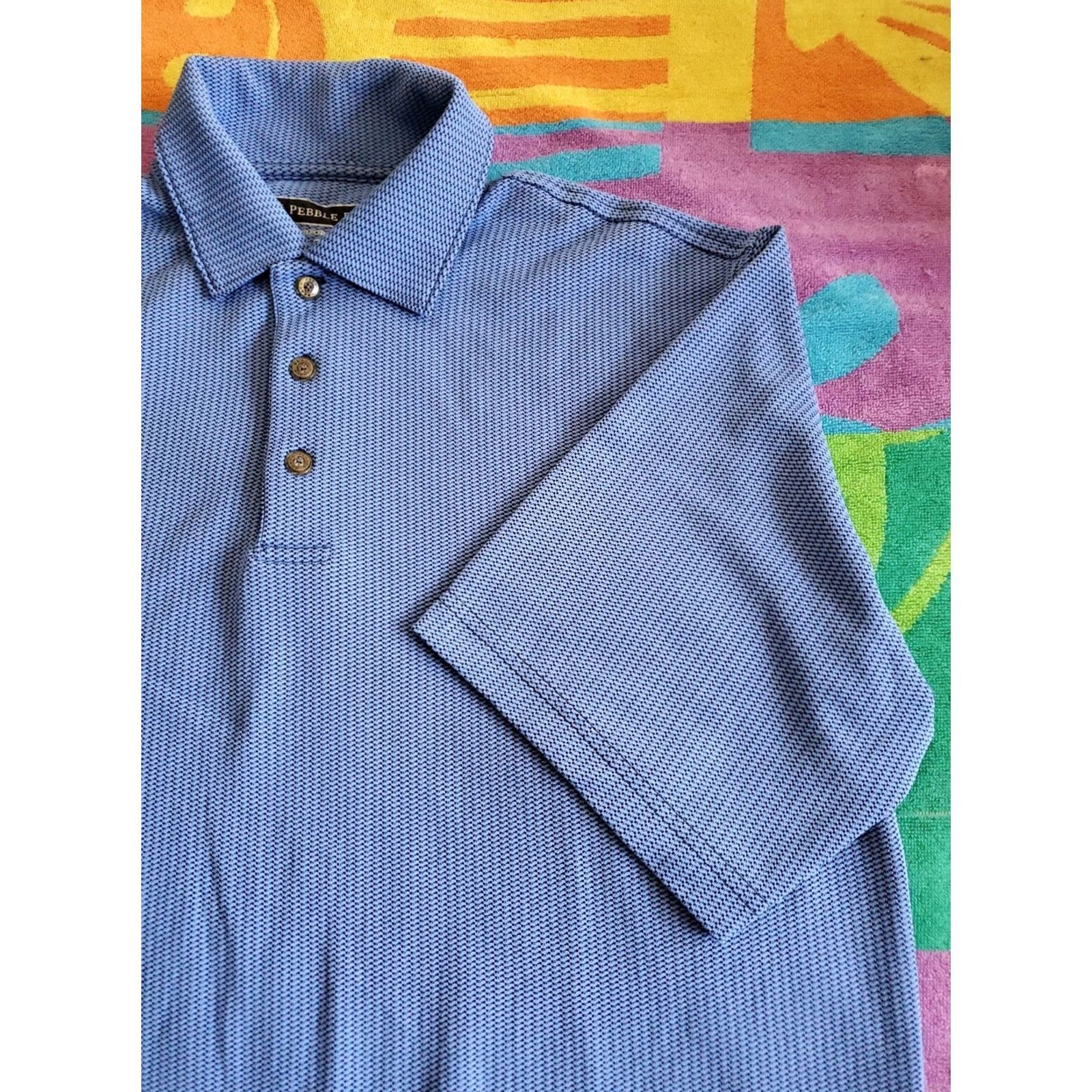 Vintage Pebble Beach Performance Polo/Golf Shirt Blue M Short Sleeve Collared Check Athletic Mens Regular Shirt Size US M / EU 48-50 / 2 - 7 Thumbnail