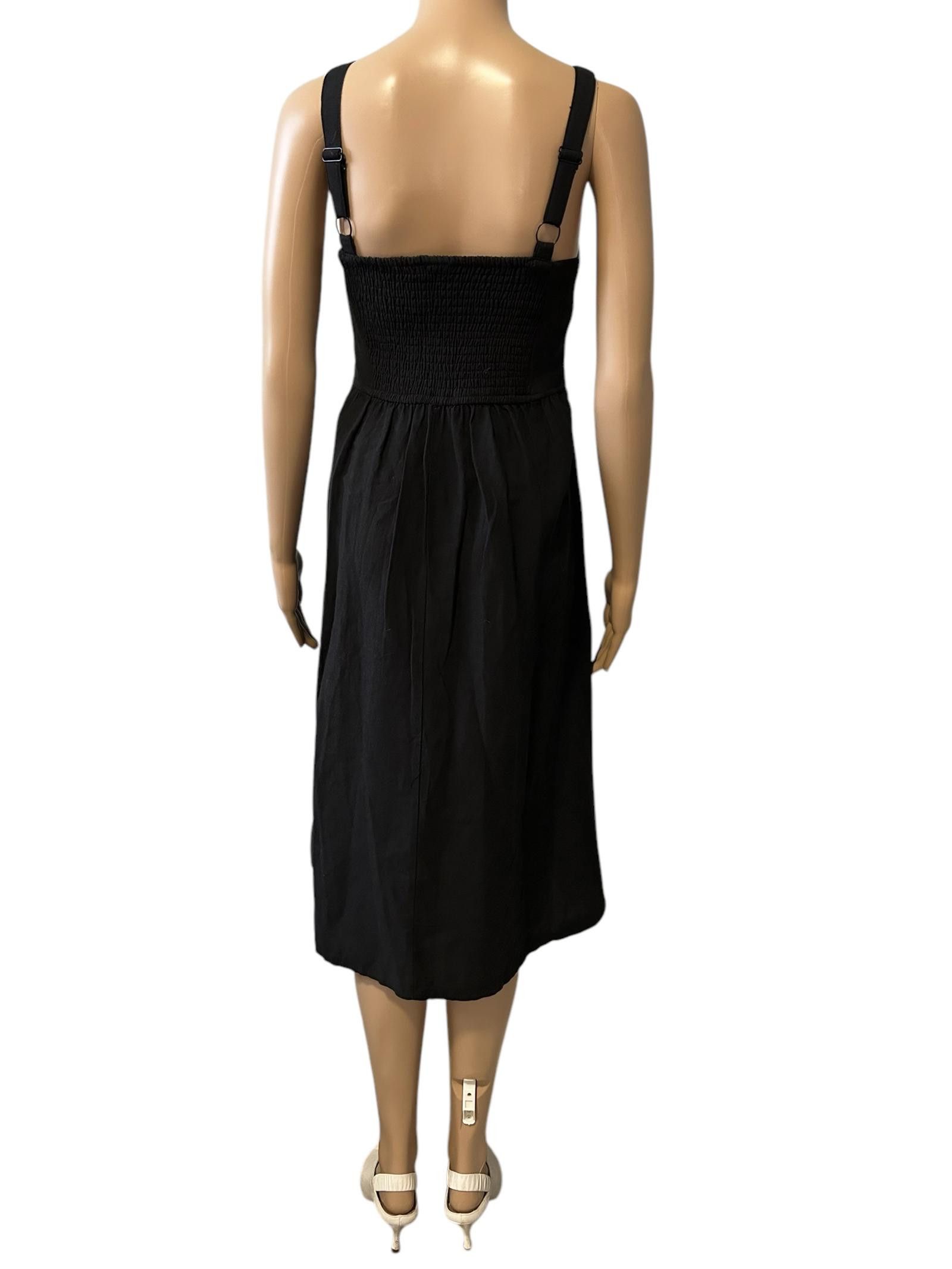 Designer Elegant Black Midi Dress with Square Neckline Size XS / US 0-2 / IT 36-38 - 4 Thumbnail